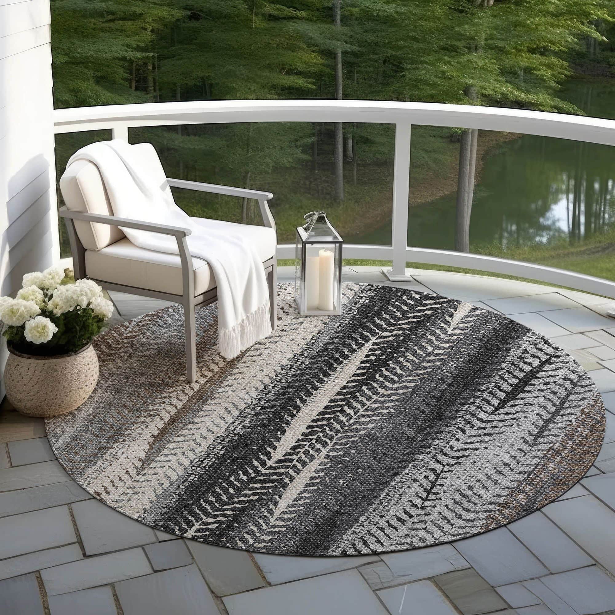 Machine Washable Brown Rug - Indoor / Outdoor - Kids / Pet Friendly Organic Print Rug