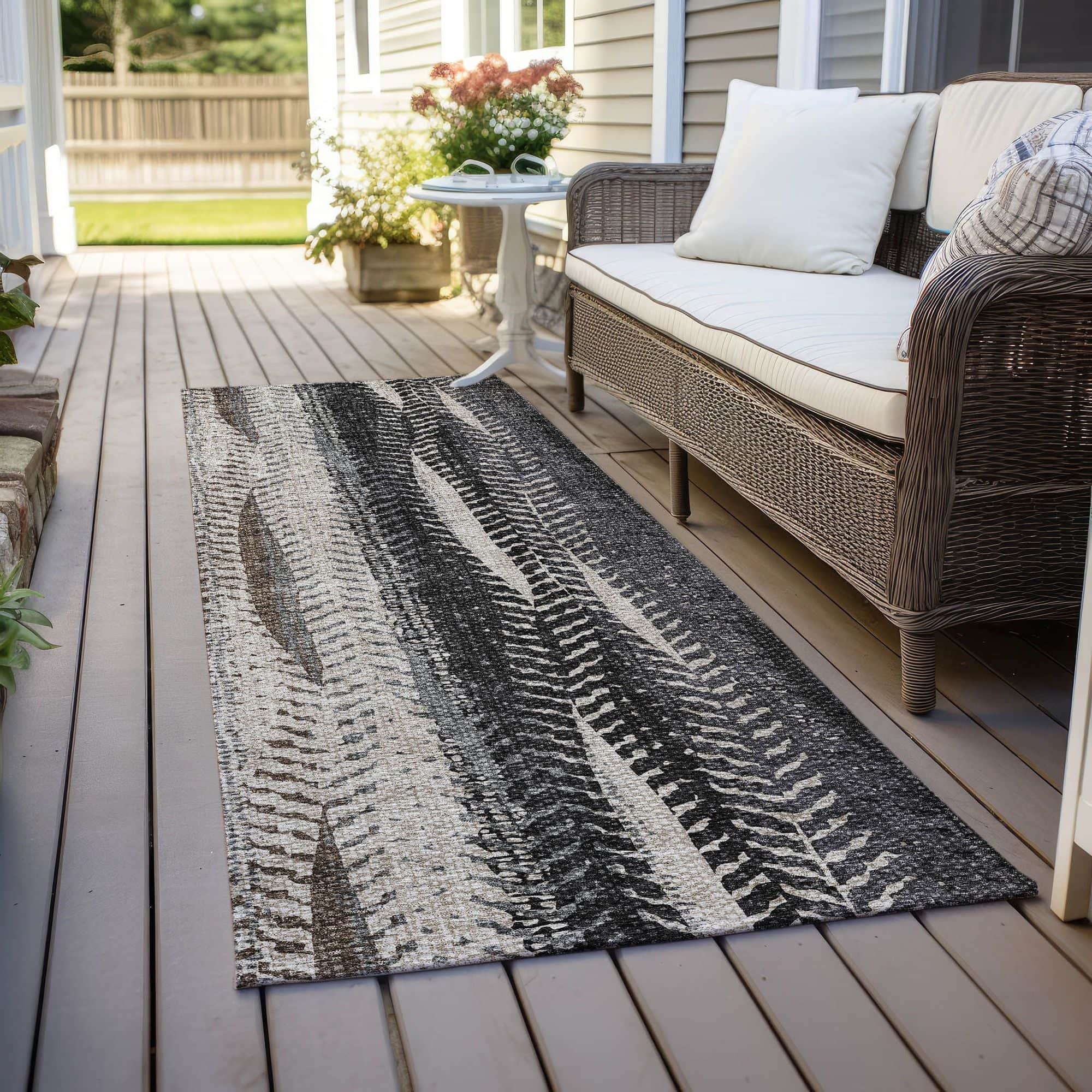 Machine Washable Brown Rug - Indoor / Outdoor - Kids / Pet Friendly Organic Print Rug