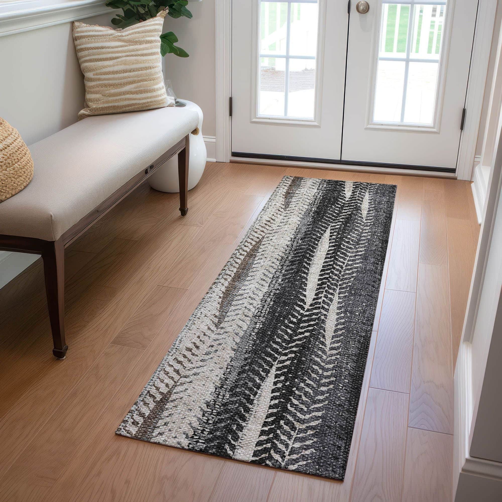 Machine Washable Brown Rug - Indoor / Outdoor - Kids / Pet Friendly Organic Print Rug