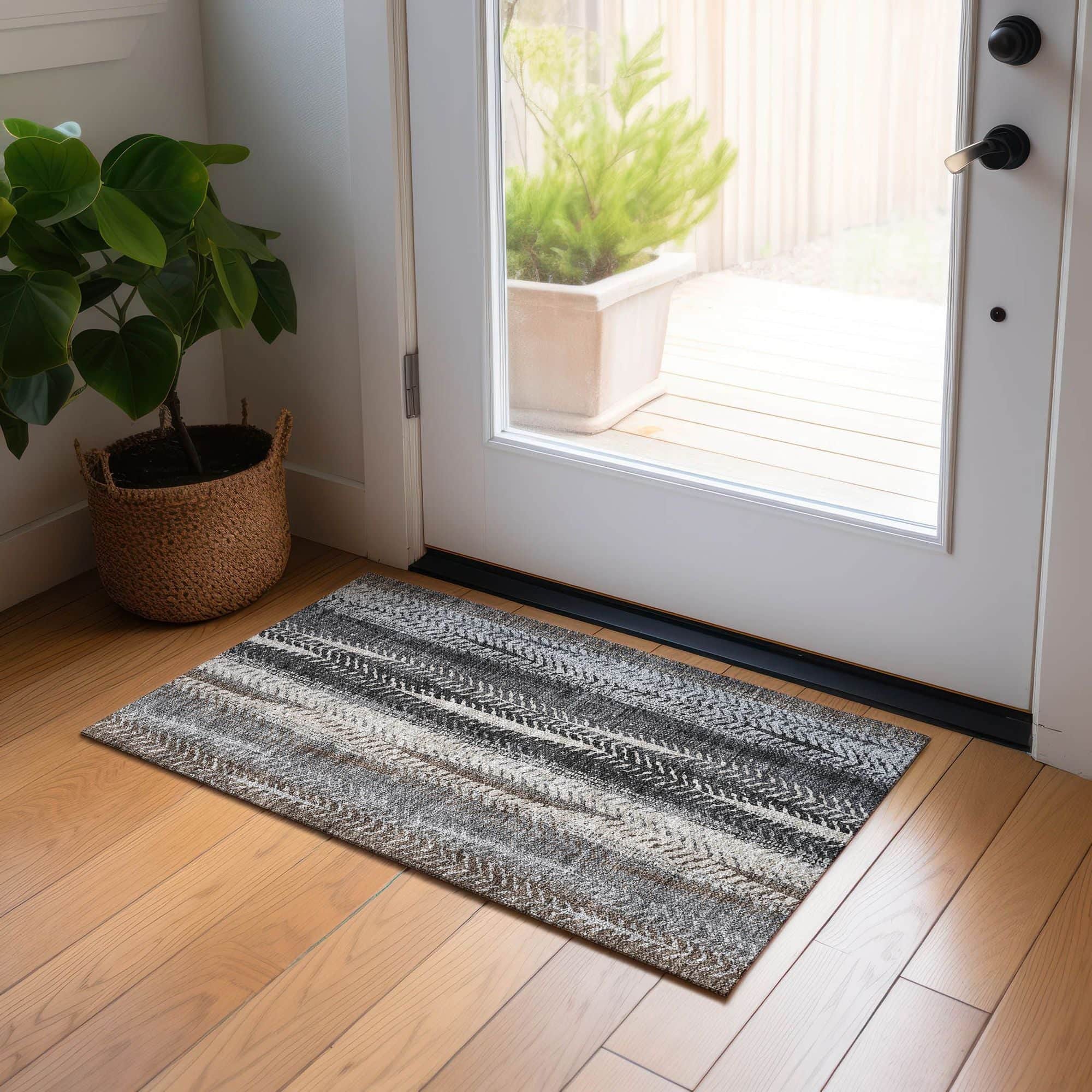 Machine Washable Brown Rug - Indoor / Outdoor - Kids / Pet Friendly Organic Print Rug