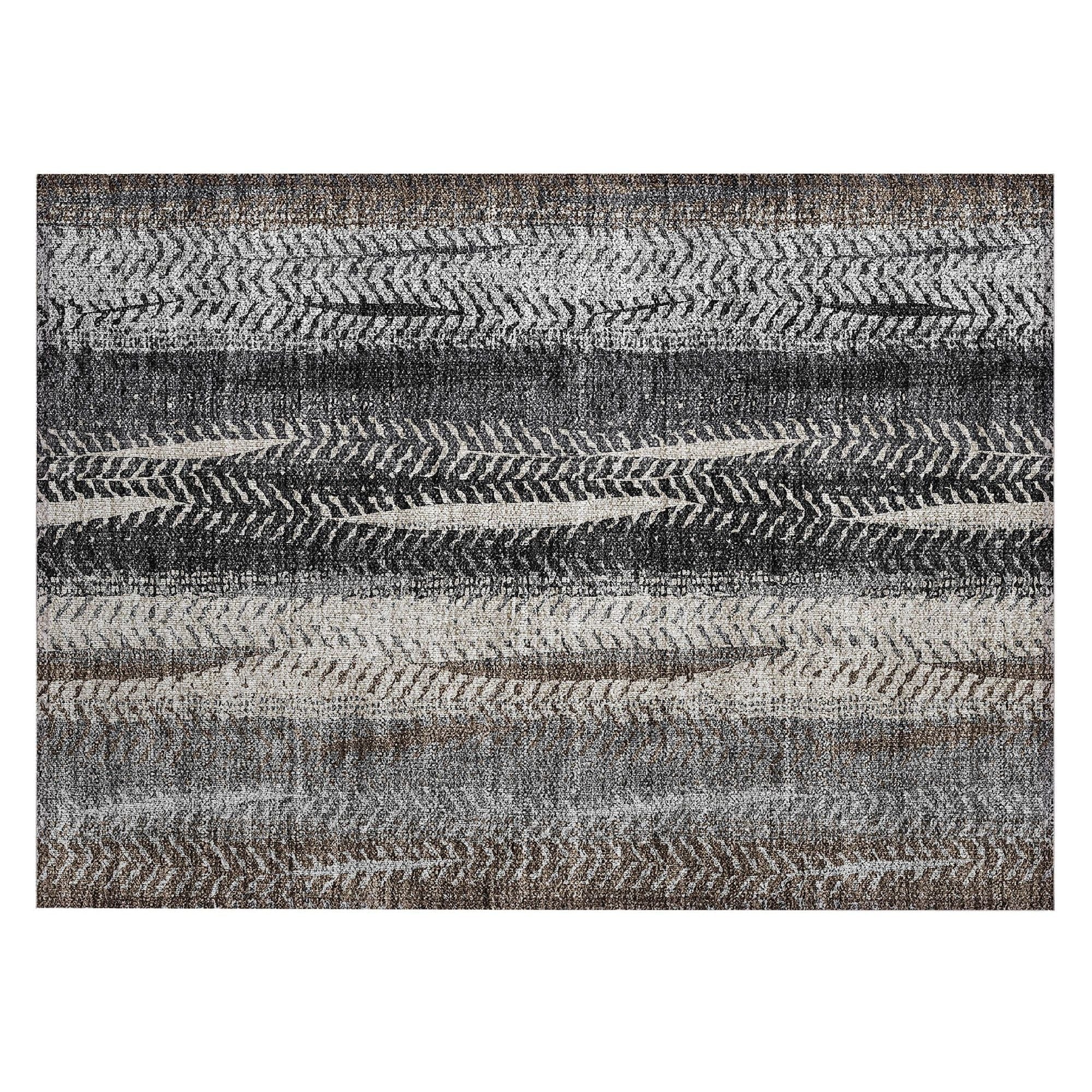 Machine Washable Brown Rug - Indoor / Outdoor - Kids / Pet Friendly Organic Print Rug