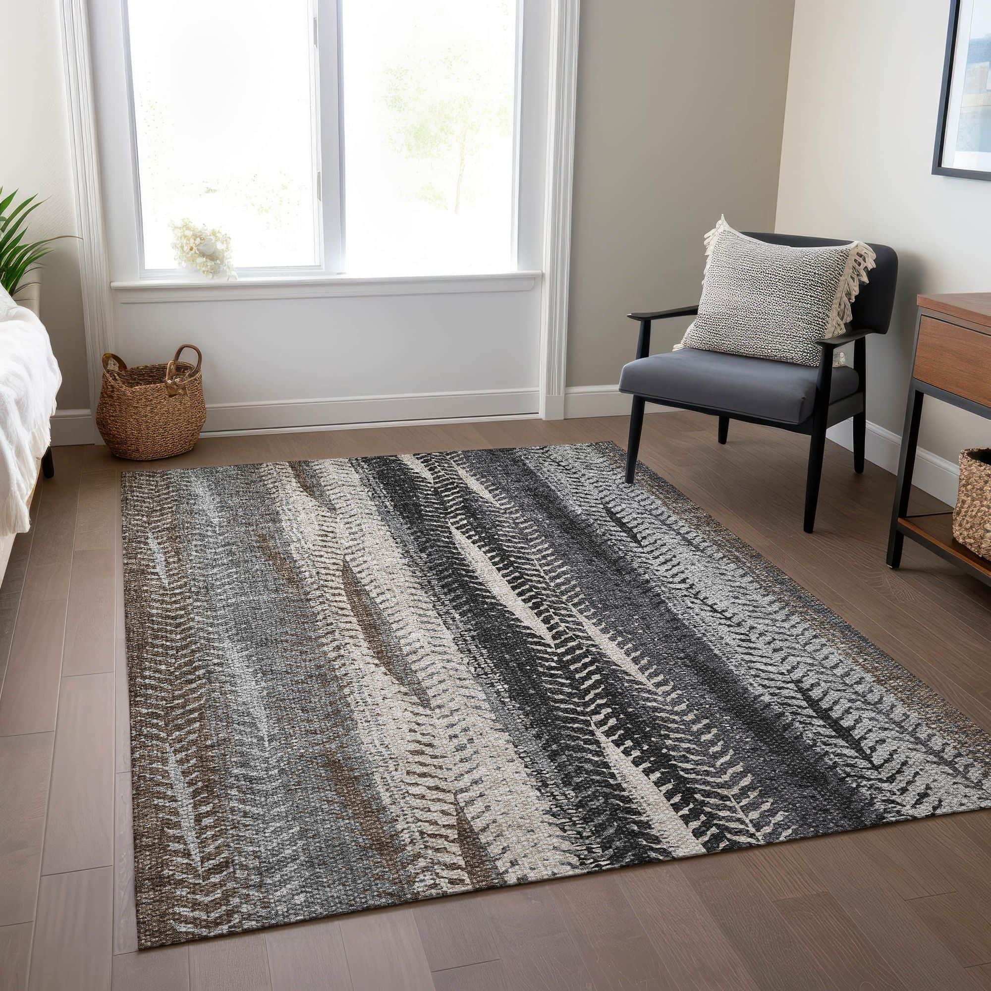 Machine Washable Brown Rug - Indoor / Outdoor - Kids / Pet Friendly Organic Print Rug