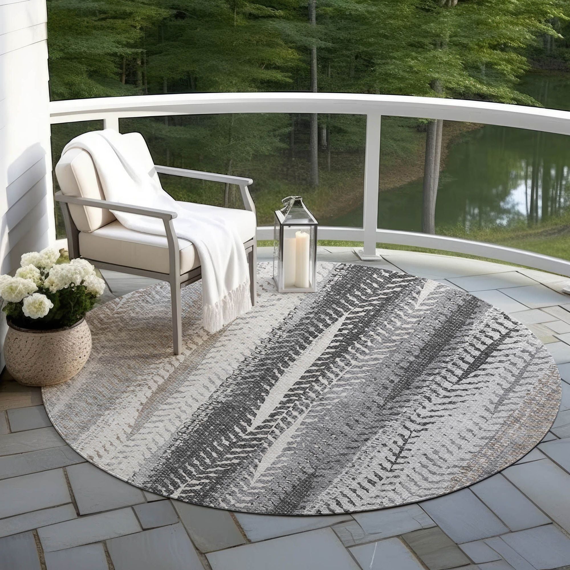 Machine Washable Khaki Brown Rug - Indoor / Outdoor - Kids / Pet Friendly Organic Print Rug