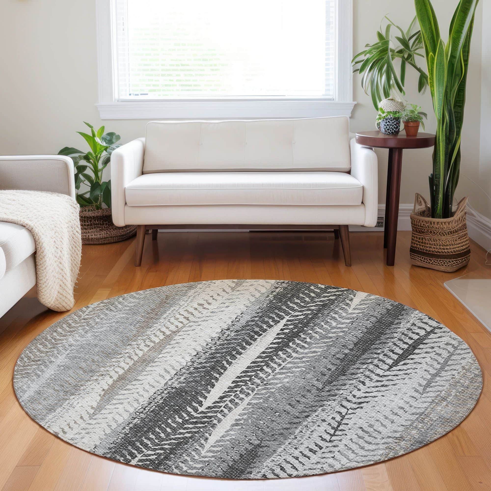 Machine Washable Khaki Brown Rug - Indoor / Outdoor - Kids / Pet Friendly Organic Print Rug