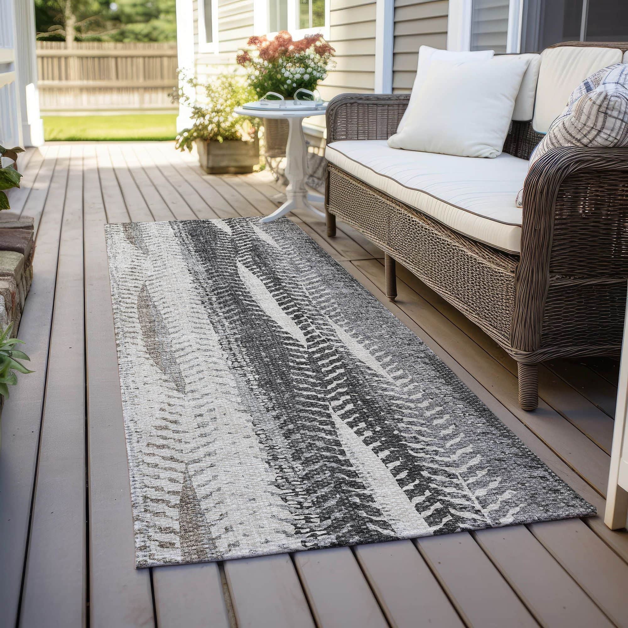 Machine Washable Khaki Brown Rug - Indoor / Outdoor - Kids / Pet Friendly Organic Print Rug