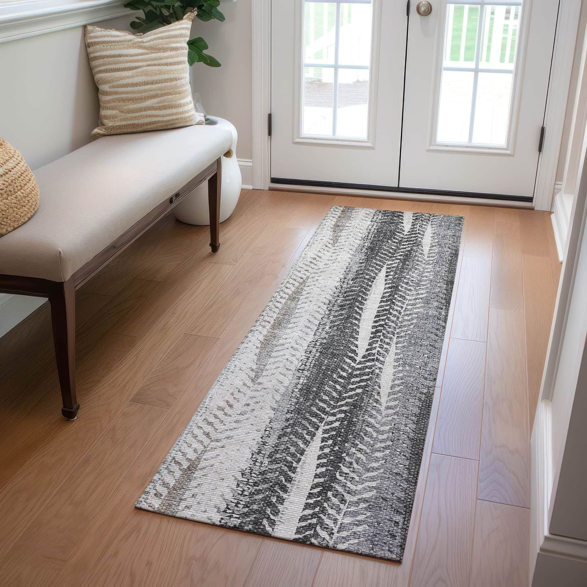Machine Washable Khaki Brown Rug - Indoor / Outdoor - Kids / Pet Friendly Organic Print Rug
