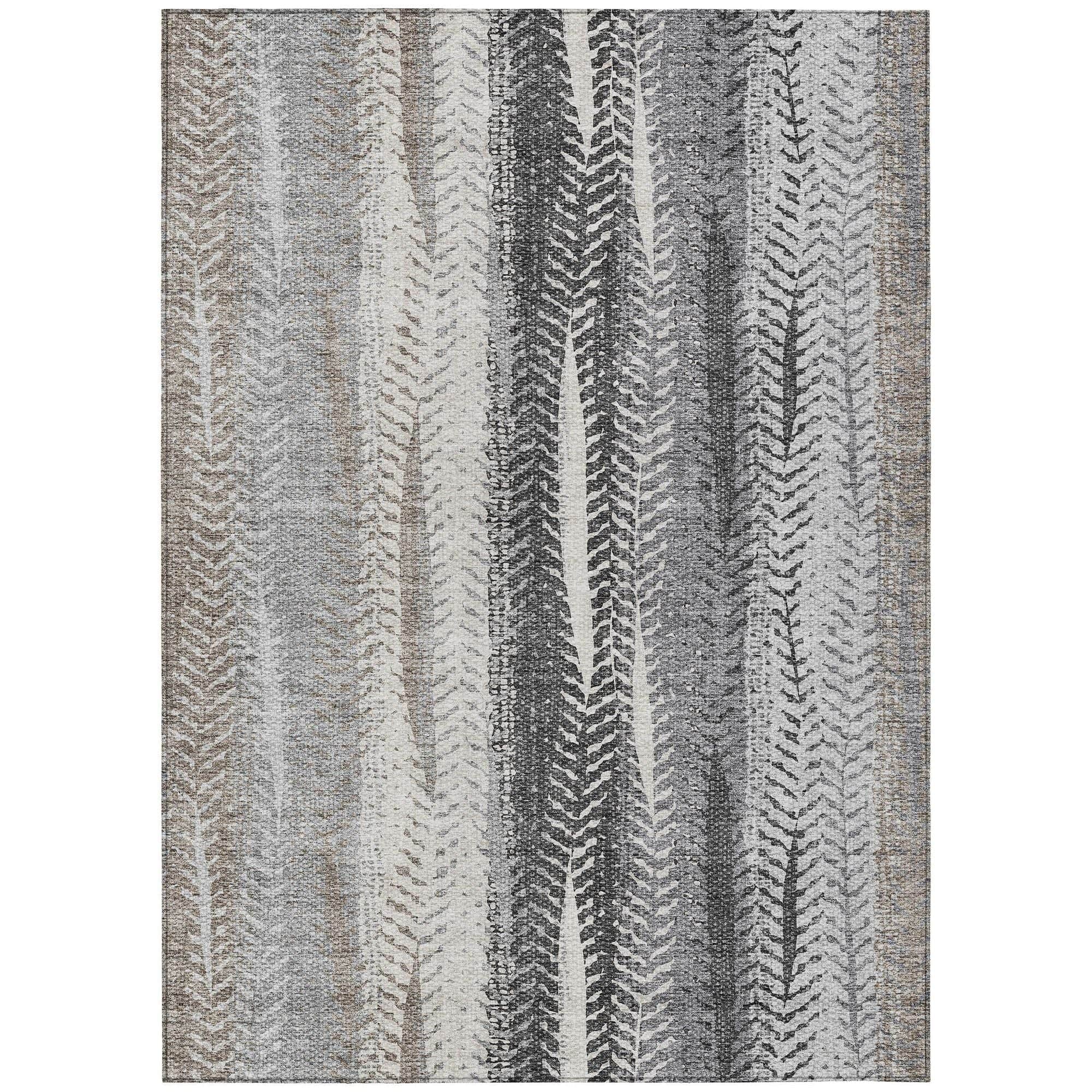 Machine Washable Khaki Brown Rug - Indoor / Outdoor - Kids / Pet Friendly Organic Print Rug