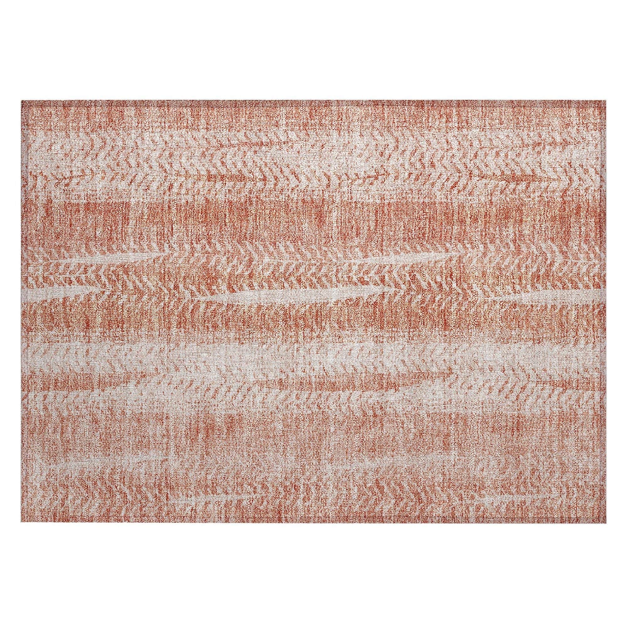Machine Washable Coral Orange Rug - Indoor / Outdoor - Kids / Pet Friendly Organic Print Rug