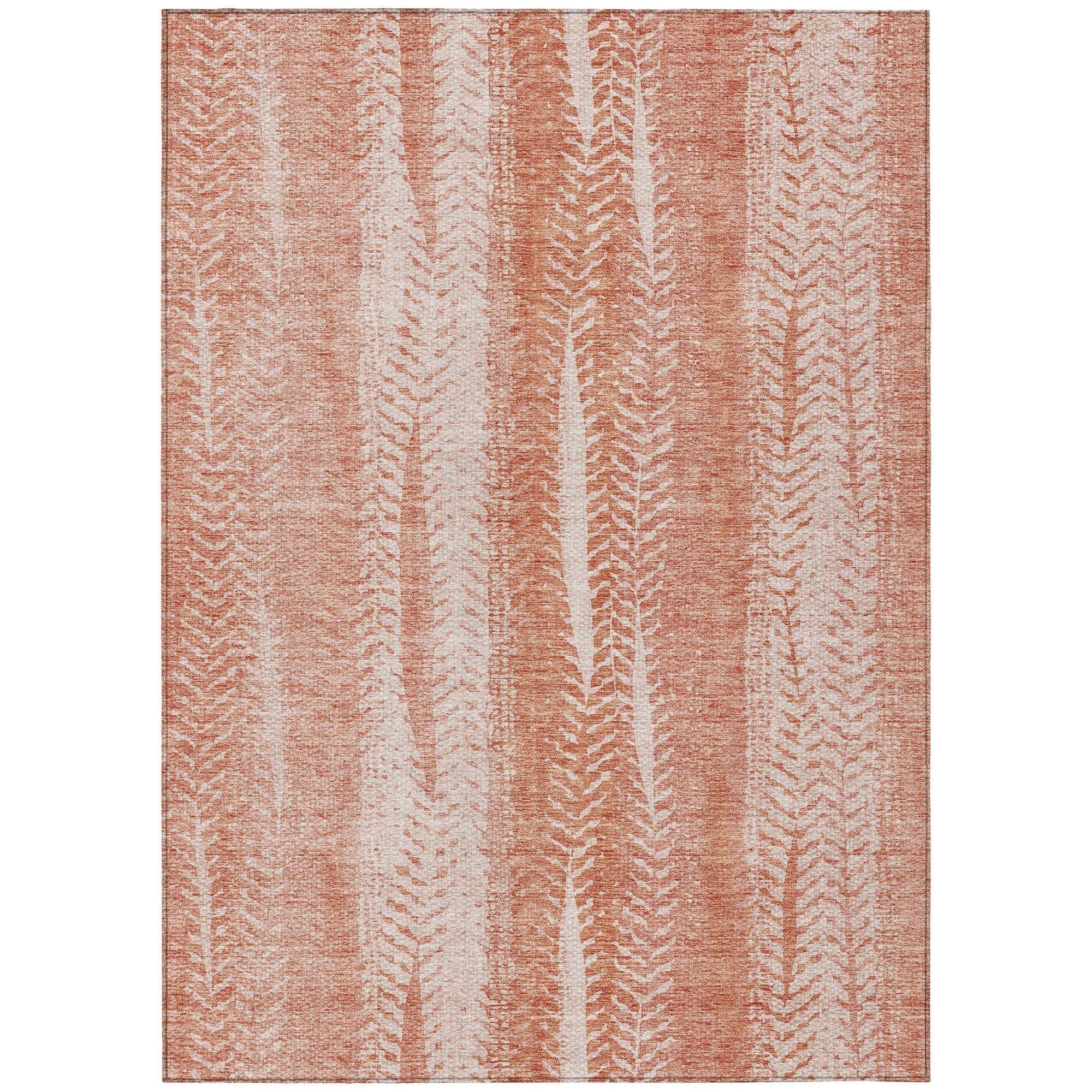 Machine Washable Coral Orange Rug - Indoor / Outdoor - Kids / Pet Friendly Organic Print Rug