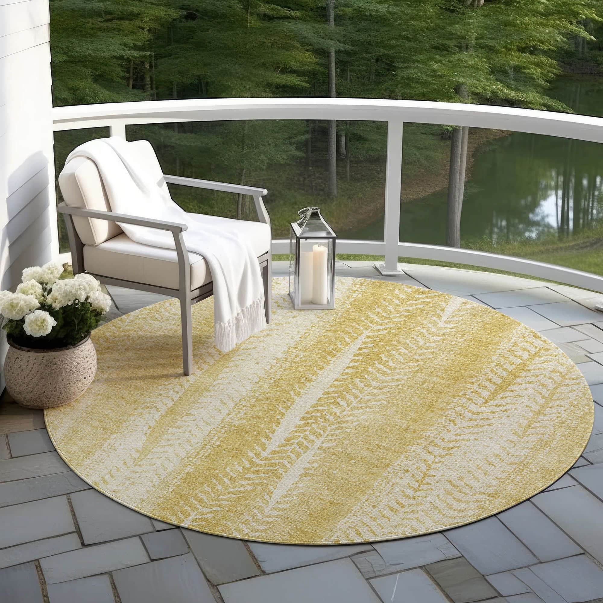 Machine Washable Gold Rug - Indoor / Outdoor - Kids / Pet Friendly Organic Print Rug