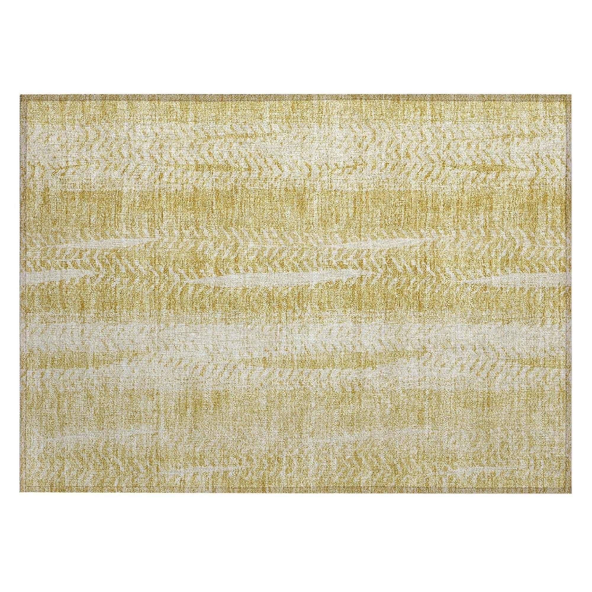 Machine Washable Gold Rug - Indoor / Outdoor - Kids / Pet Friendly Organic Print Rug