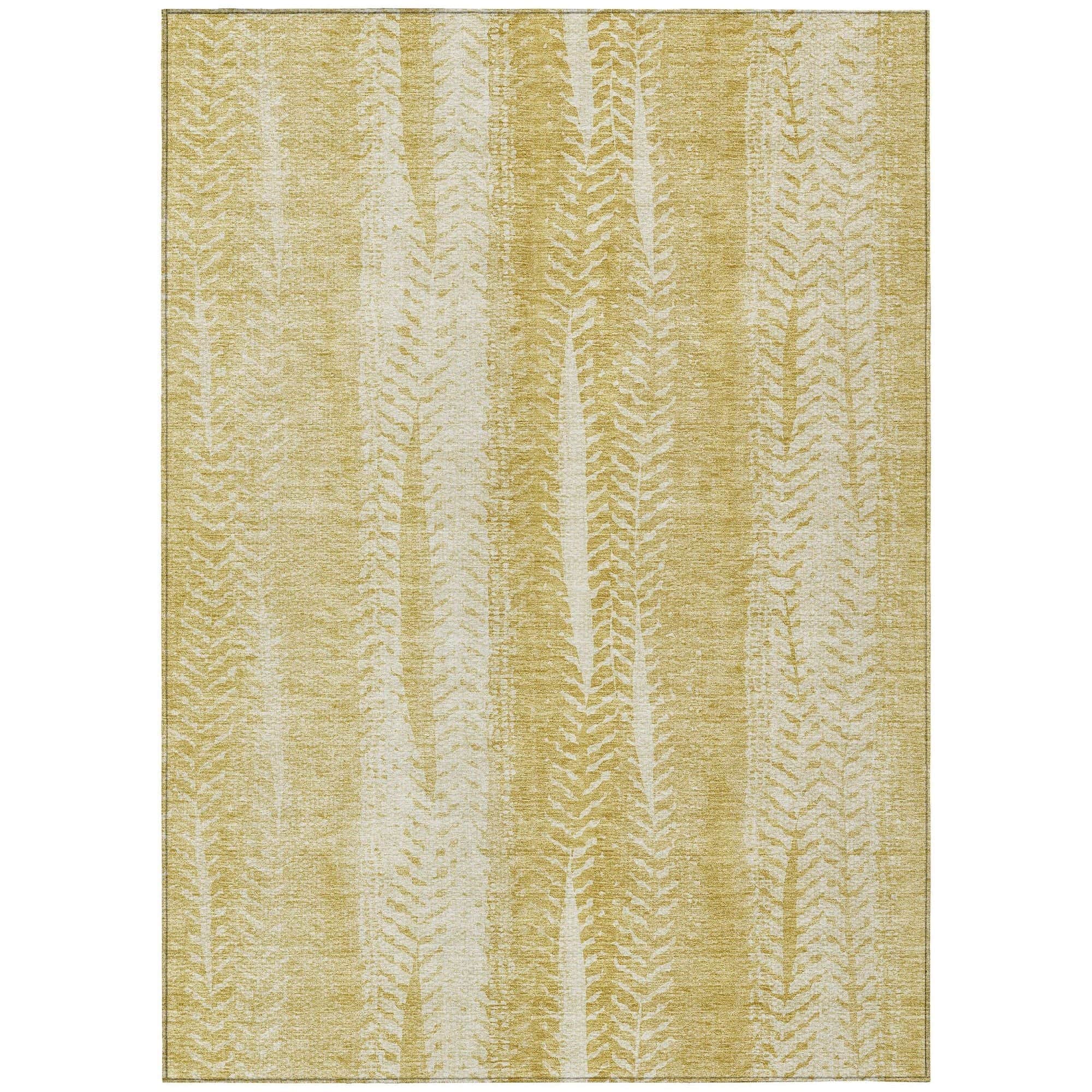 Machine Washable Gold Rug - Indoor / Outdoor - Kids / Pet Friendly Organic Print Rug