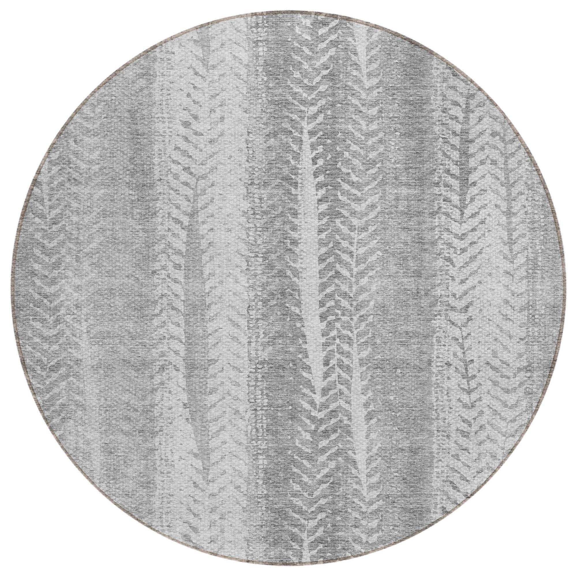 Machine Washable Silver Gray Rug - Indoor / Outdoor - Kids / Pet Friendly Organic Print Rug