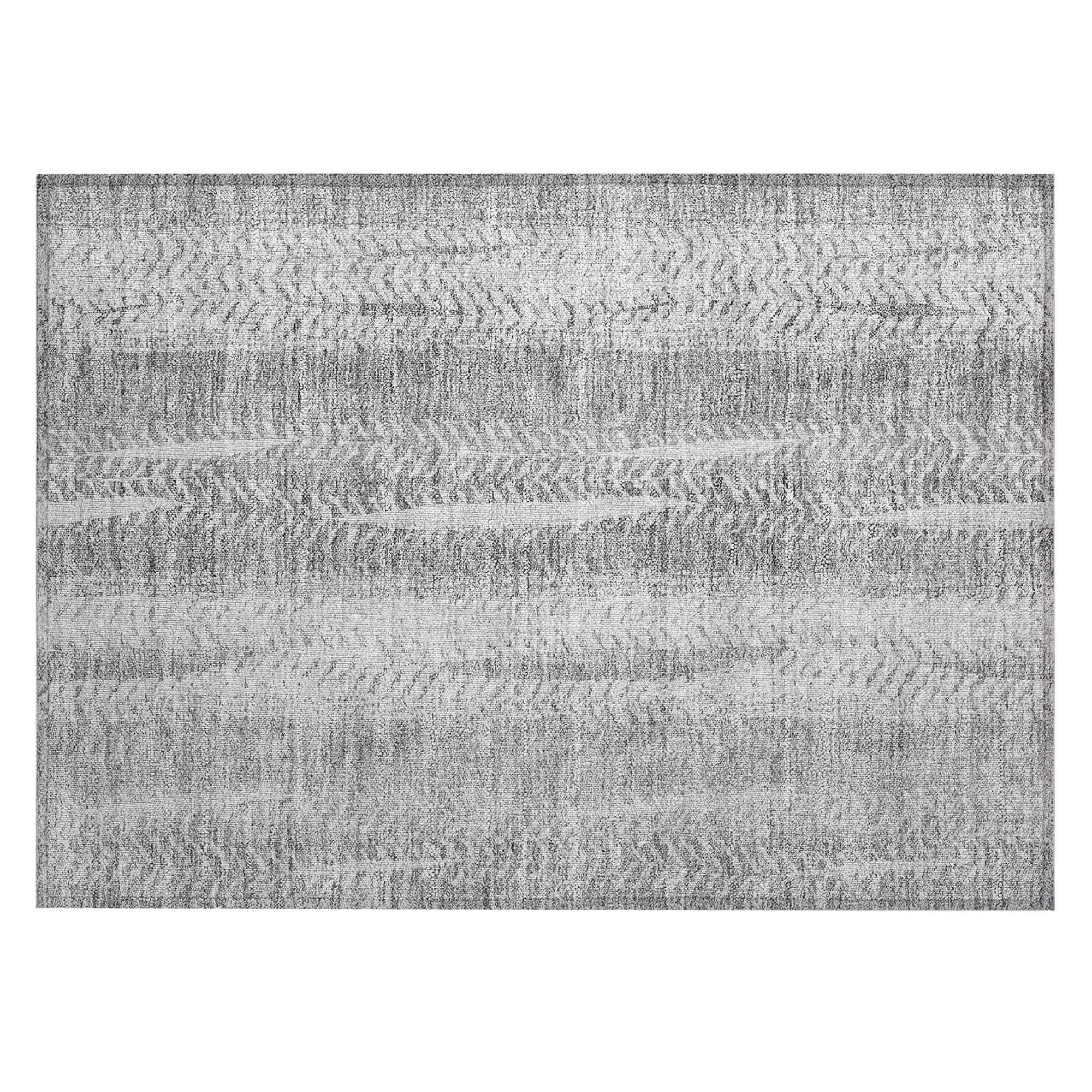 Machine Washable Silver Gray Rug - Indoor / Outdoor - Kids / Pet Friendly Organic Print Rug