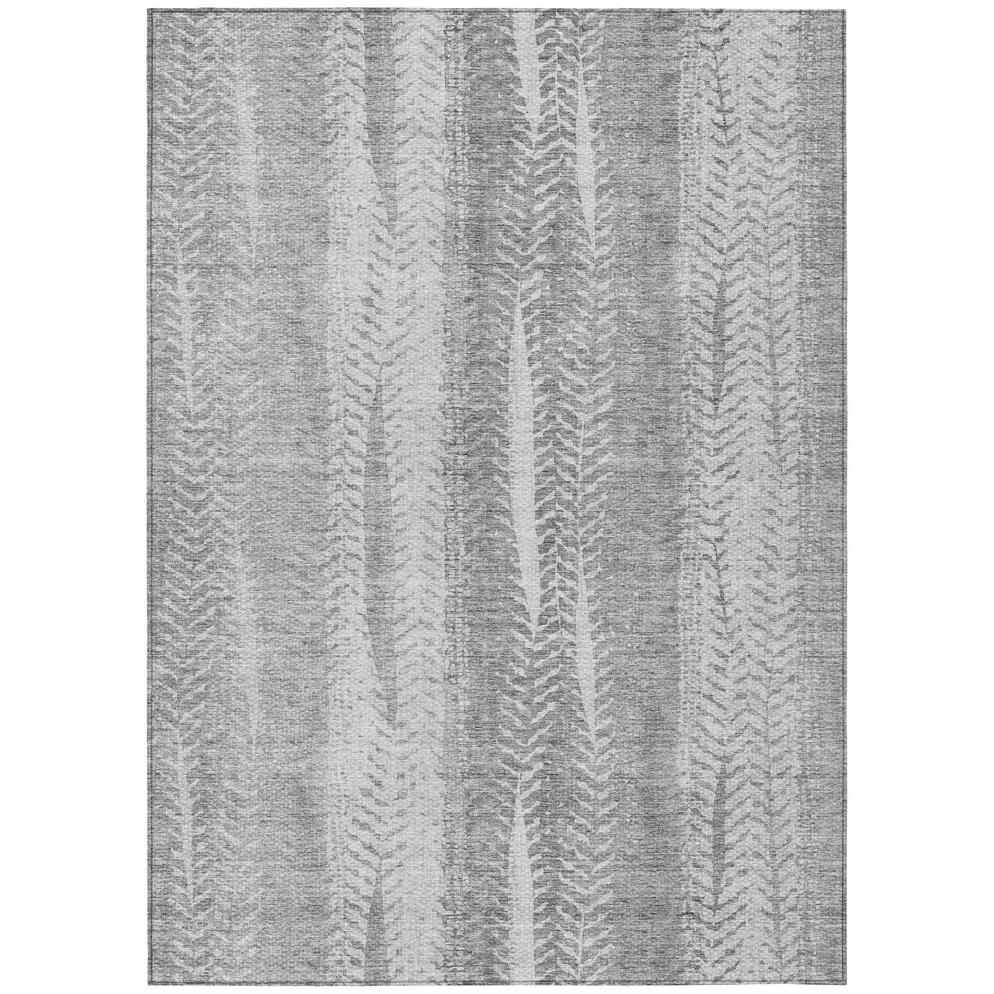 Machine Washable Silver Gray Rug - Indoor / Outdoor - Kids / Pet Friendly Organic Print Rug
