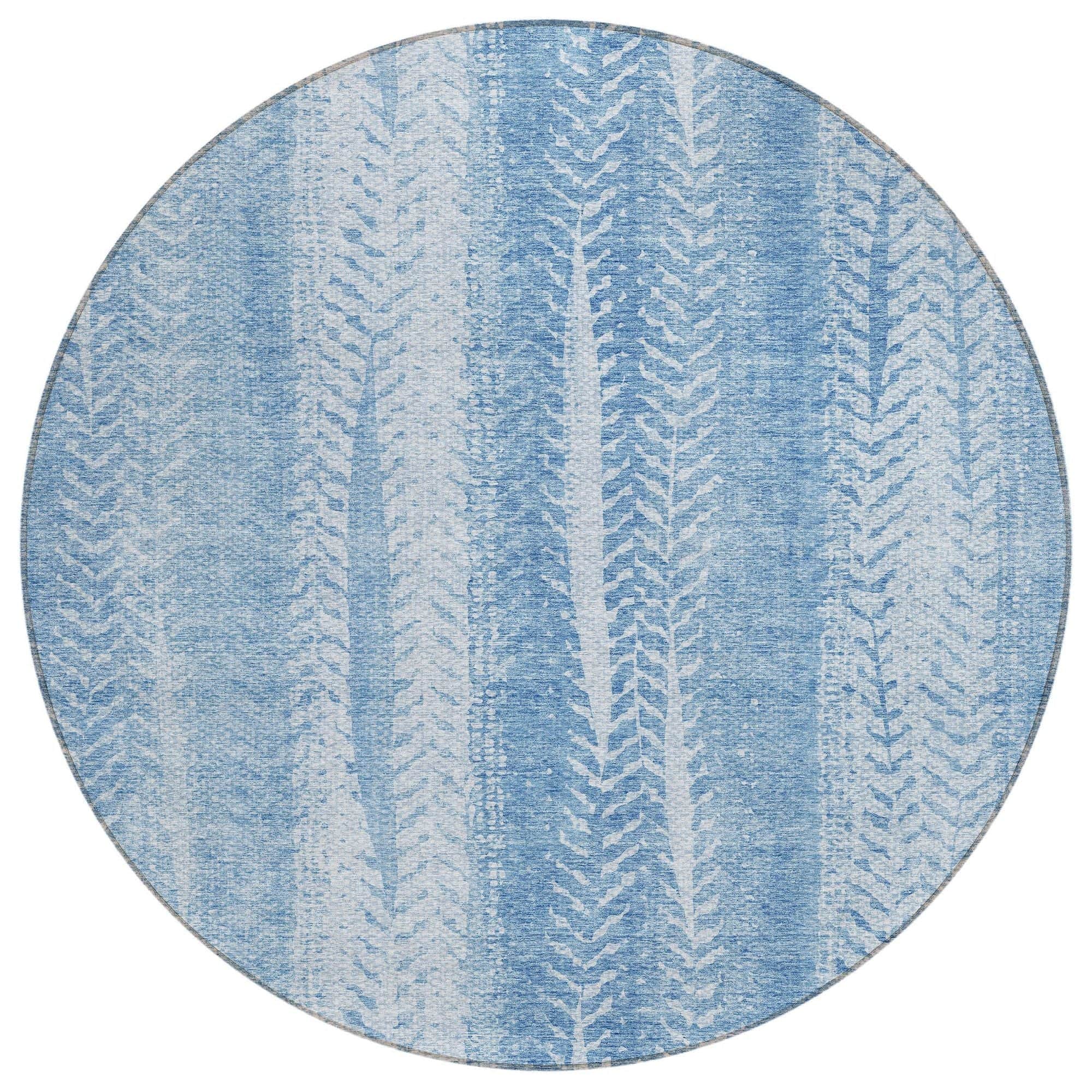 Machine Washable Sky Blue Rug - Indoor / Outdoor - Kids / Pet Friendly Organic Print Rug