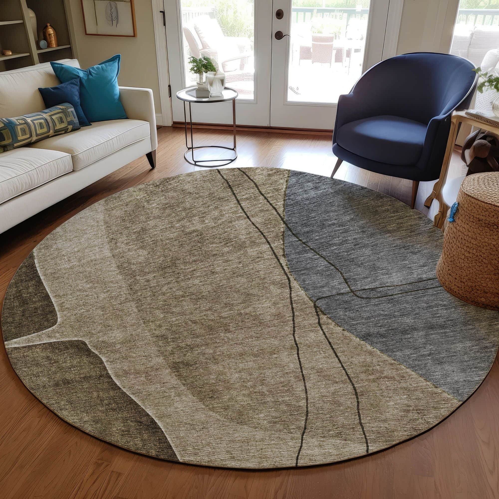 Machine Washable Brown Rug - Indoor / Outdoor - Kids / Pet Friendly Modern Print Rug