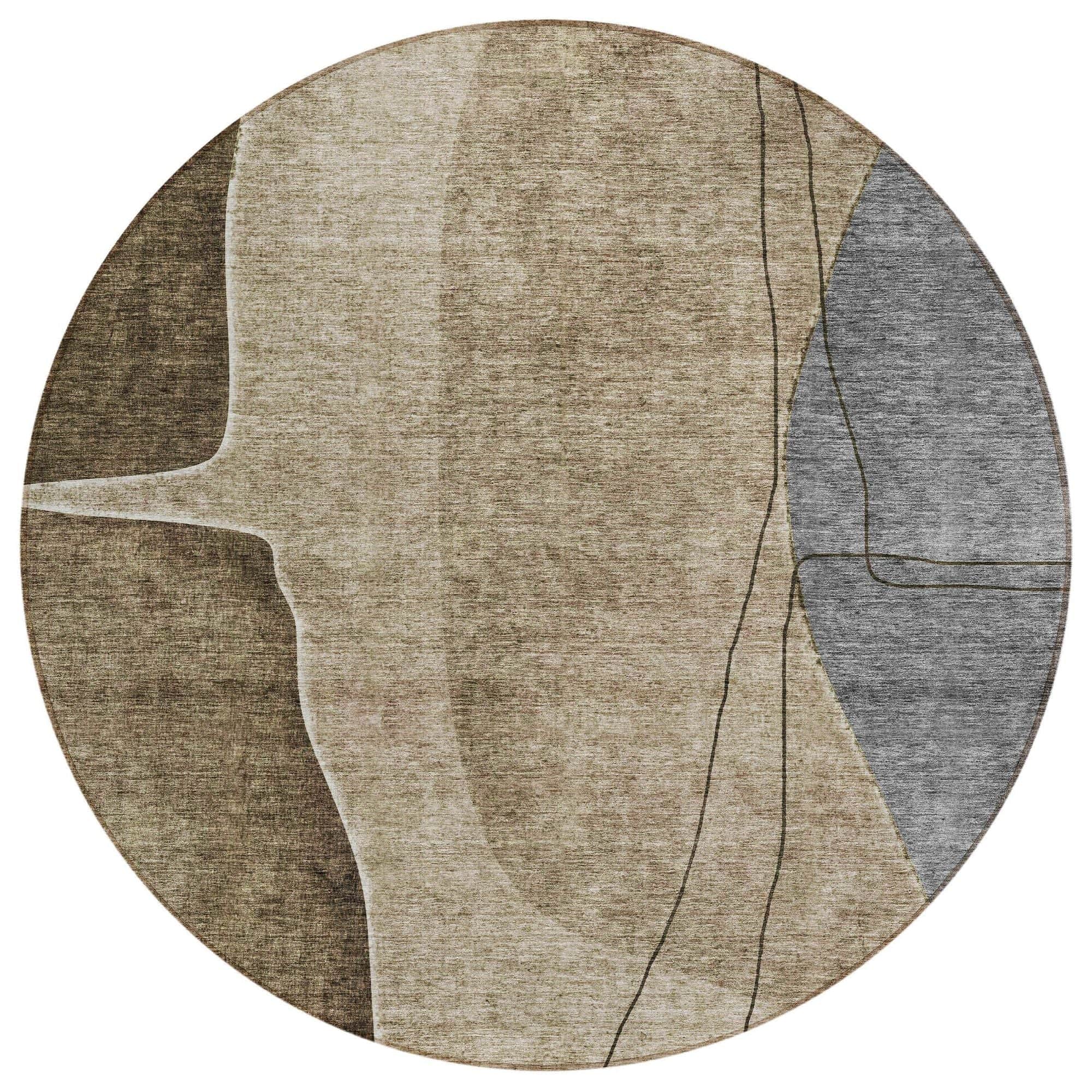 Machine Washable Brown Rug - Indoor / Outdoor - Kids / Pet Friendly Modern Print Rug