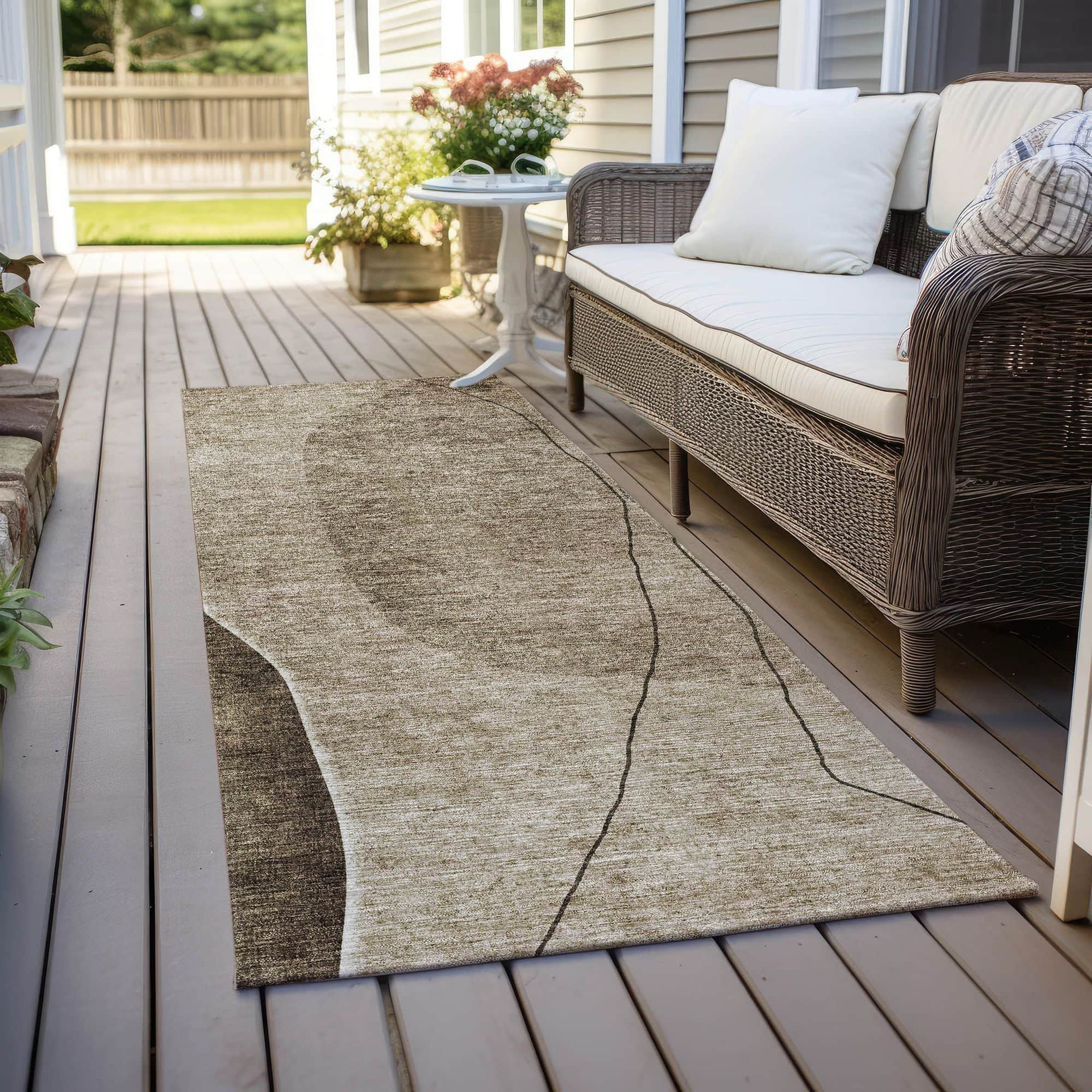 Machine Washable Brown Rug - Indoor / Outdoor - Kids / Pet Friendly Modern Print Rug