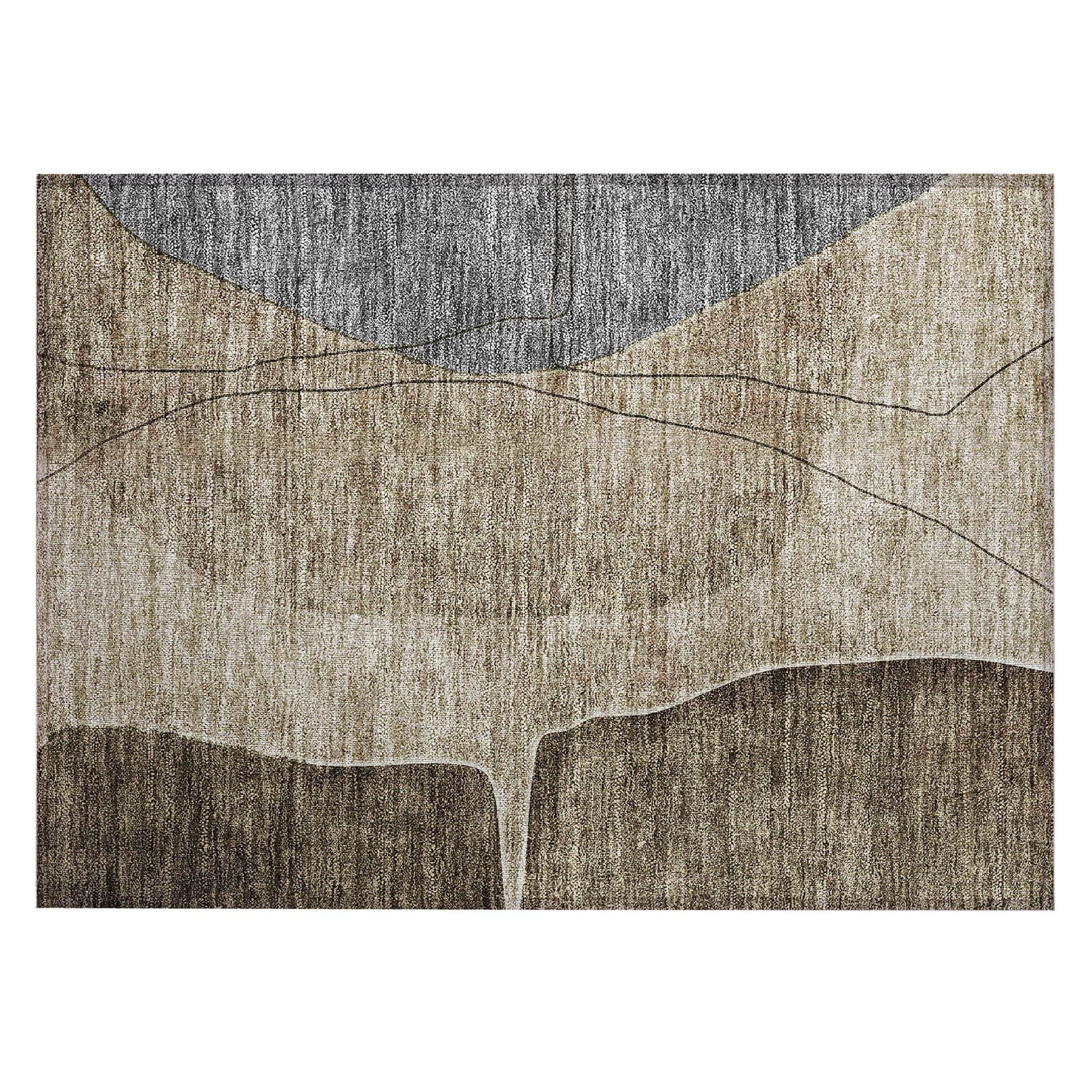 Machine Washable Brown Rug - Indoor / Outdoor - Kids / Pet Friendly Modern Print Rug