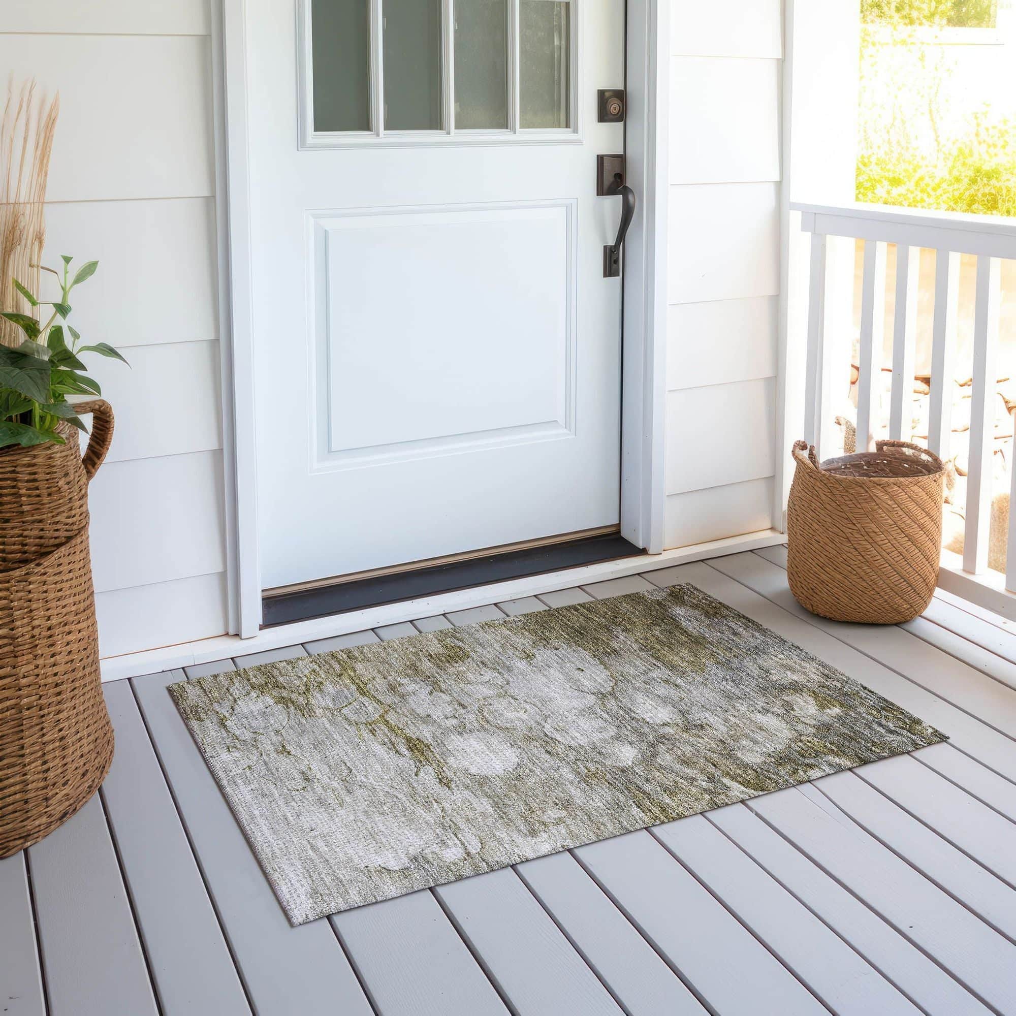 Machine Washable Brown Rug - Indoor / Outdoor - Kids / Pet Friendly Abstract Print Rug