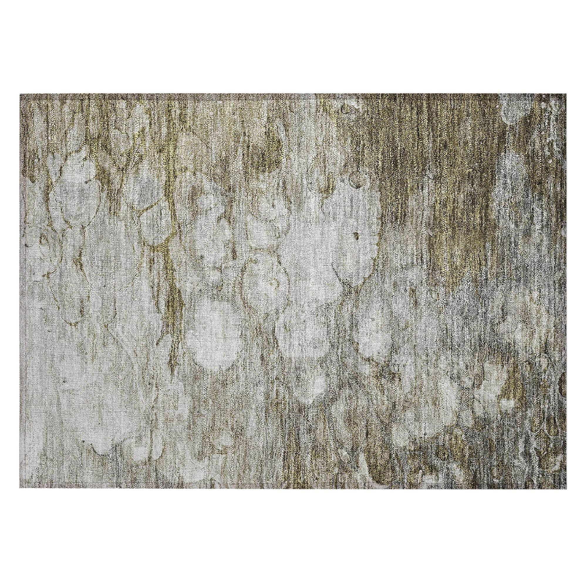 Machine Washable Brown Rug - Indoor / Outdoor - Kids / Pet Friendly Abstract Print Rug
