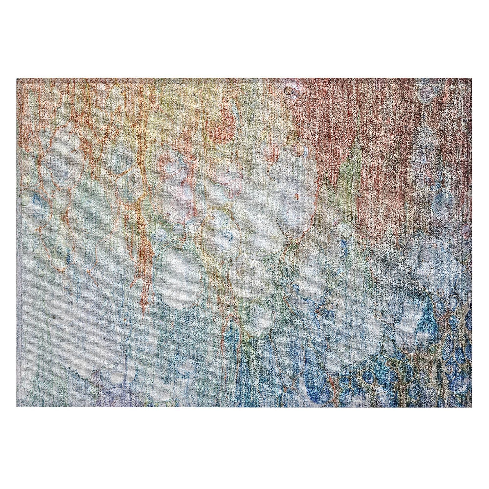Machine Washable Coral Orange Rug - Indoor / Outdoor - Kids / Pet Friendly Abstract Print Rug