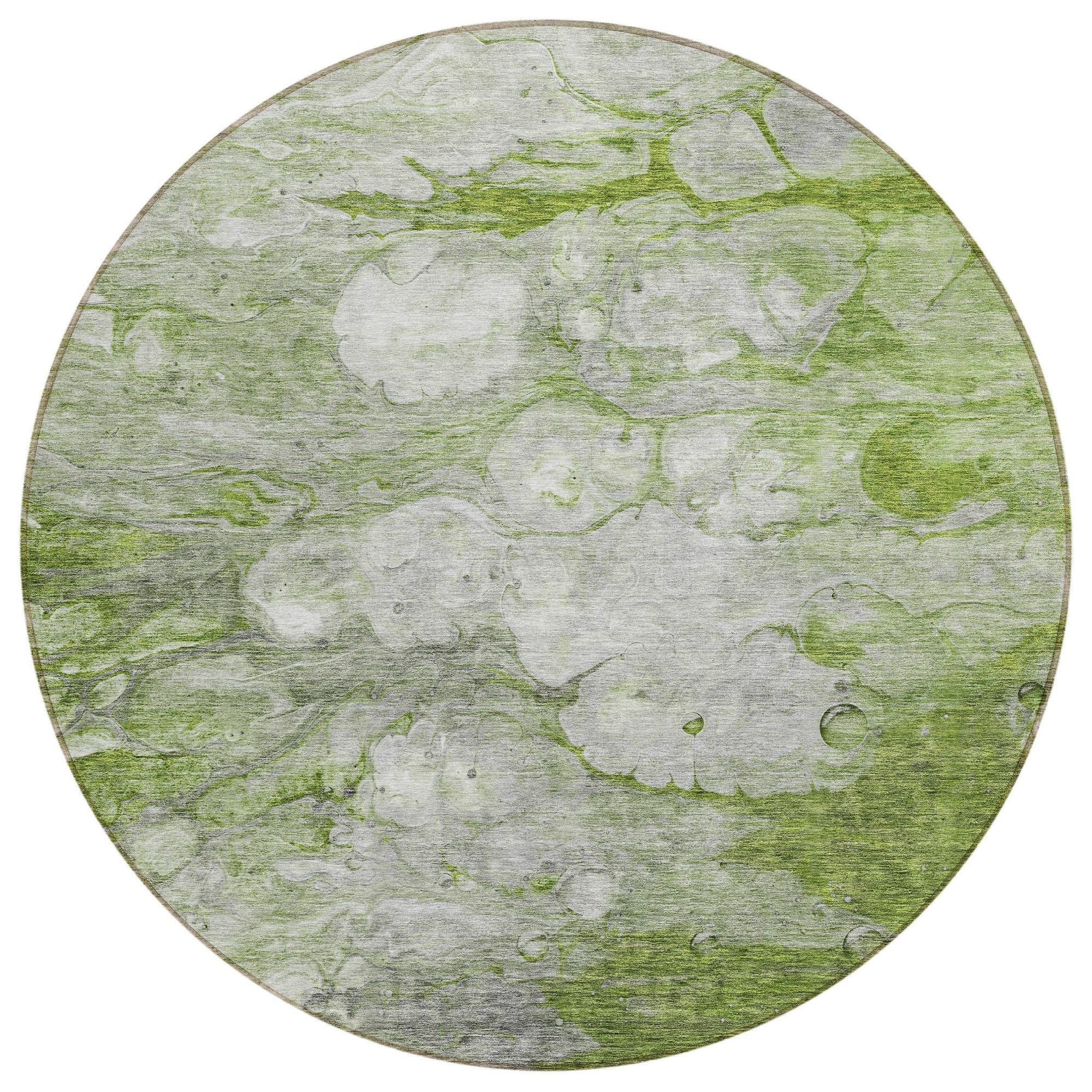 Machine Washable Olive Green Rug - Indoor / Outdoor - Kids / Pet Friendly Abstract Print Rug