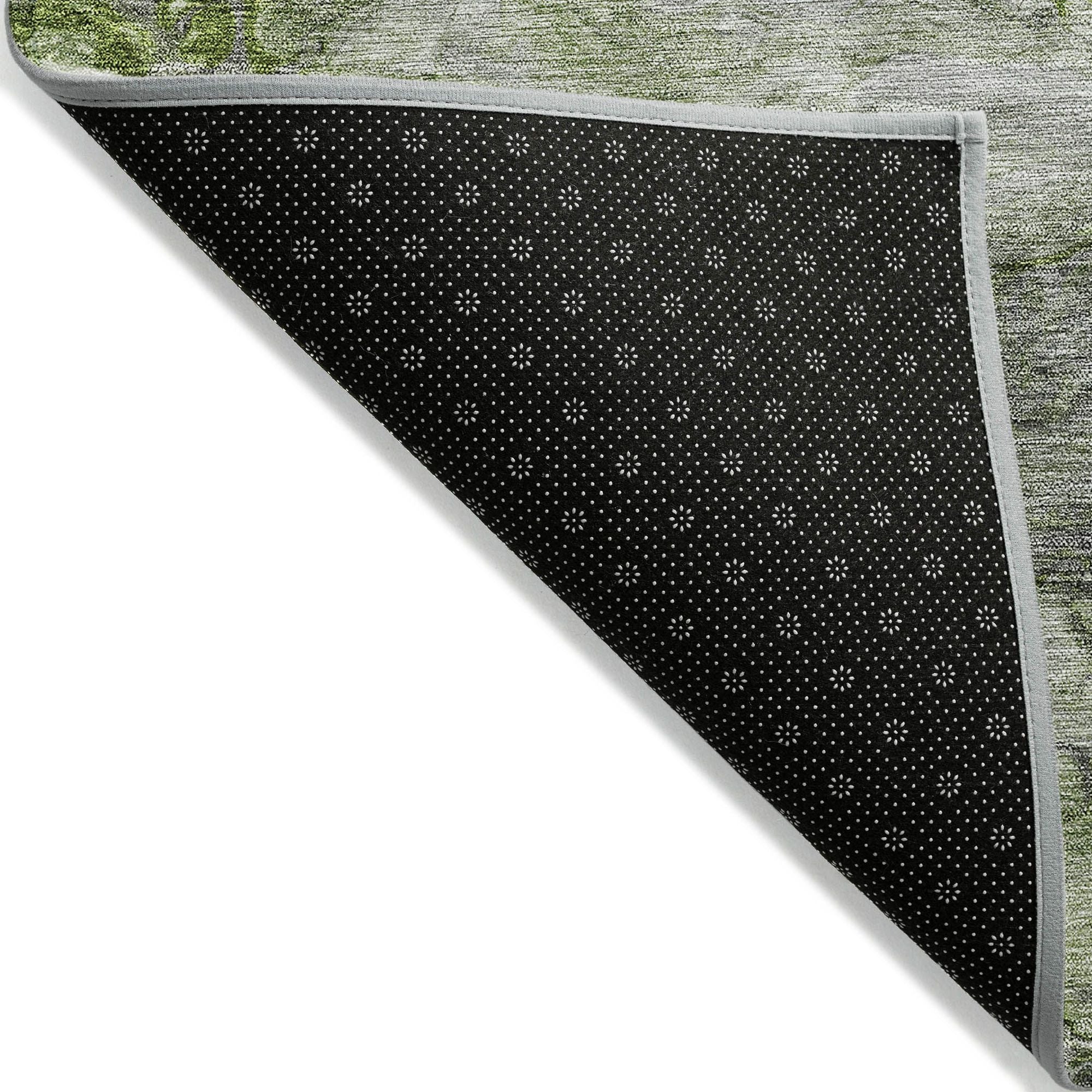 Machine Washable Olive Green Rug - Indoor / Outdoor - Kids / Pet Friendly Abstract Print Rug