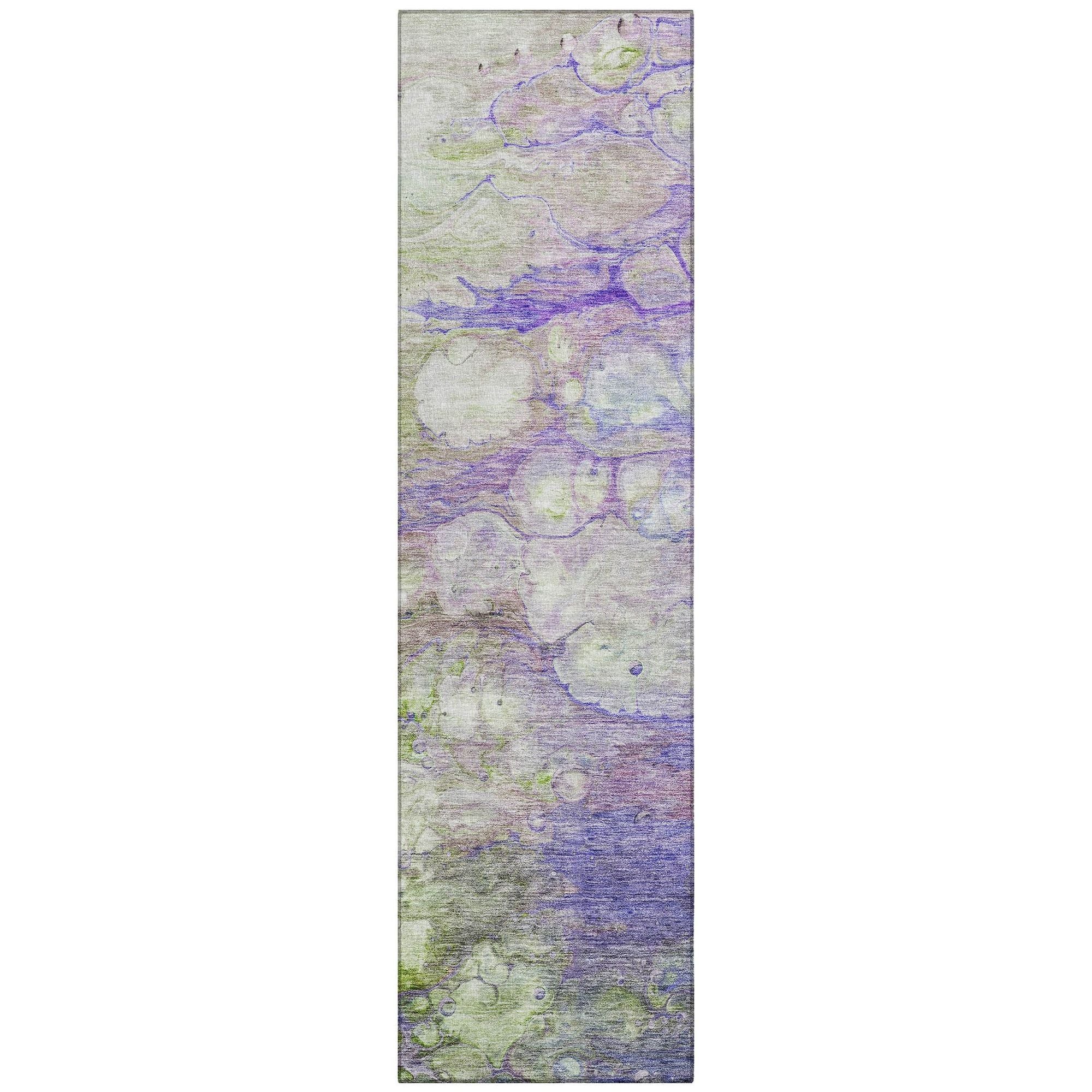 Machine Washable Purple Rug - Indoor / Outdoor - Kids / Pet Friendly Abstract Print Rug