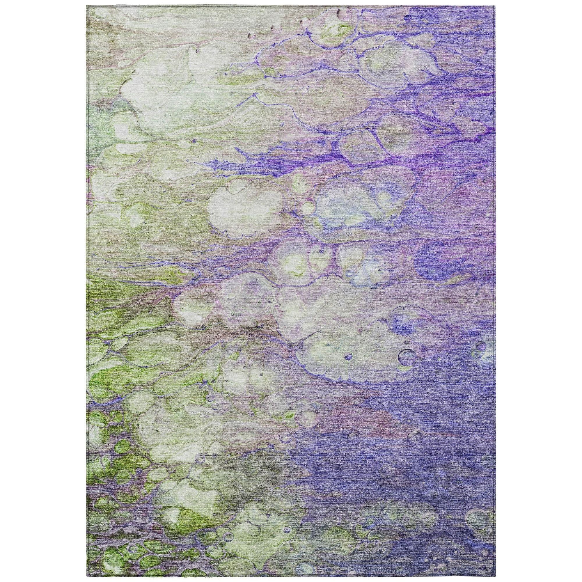 Machine Washable Purple Rug - Indoor / Outdoor - Kids / Pet Friendly Abstract Print Rug