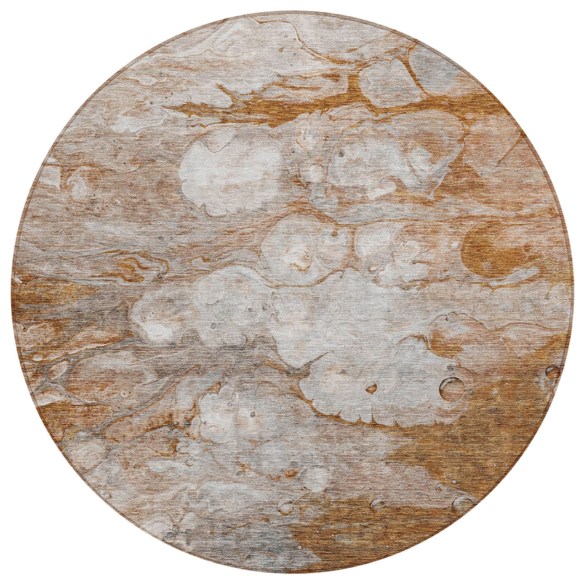 Machine Washable Terracotta Orange Rug - Indoor / Outdoor - Kids / Pet Friendly Abstract Print Rug
