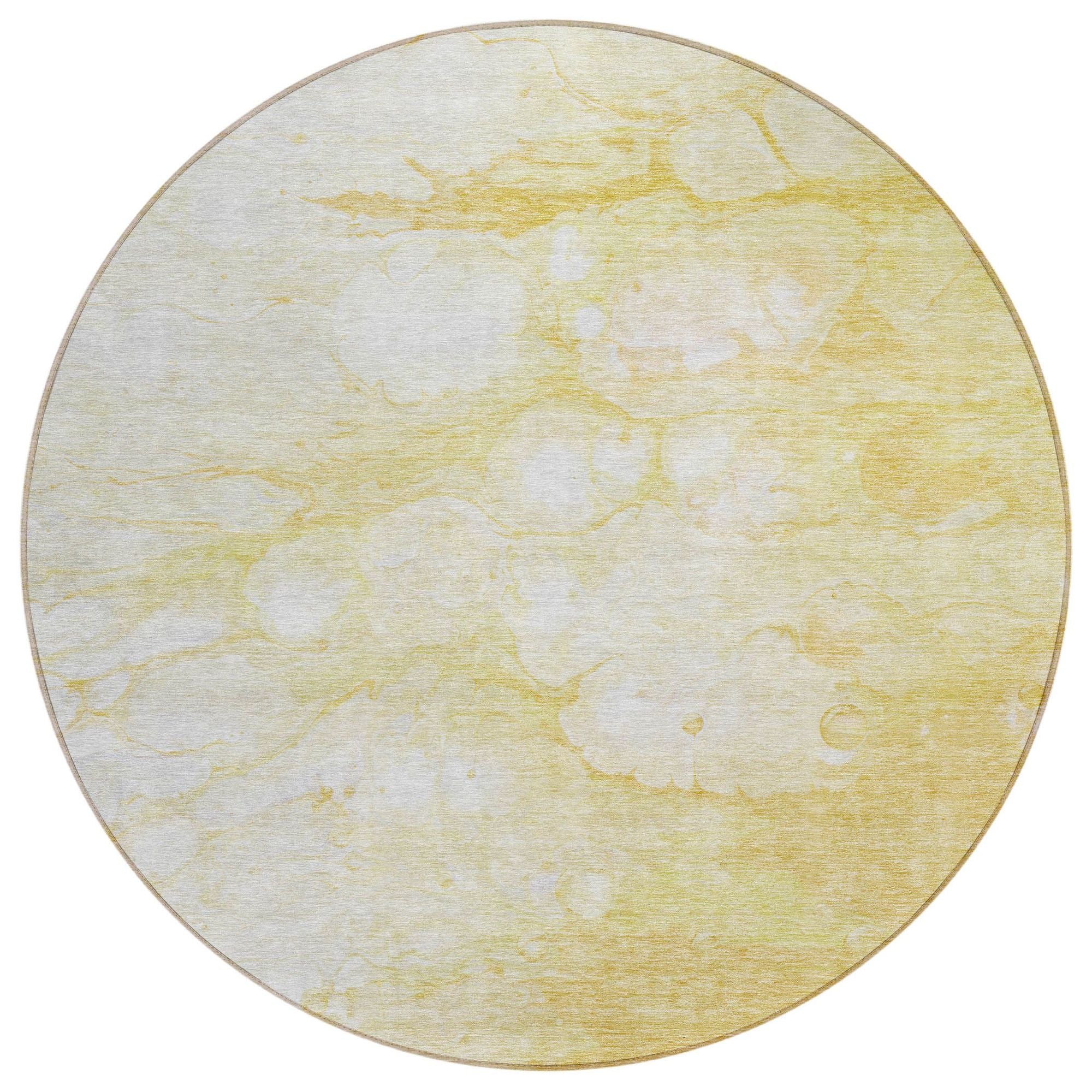 Machine Washable Gold Rug - Indoor / Outdoor - Kids / Pet Friendly Abstract Print Rug