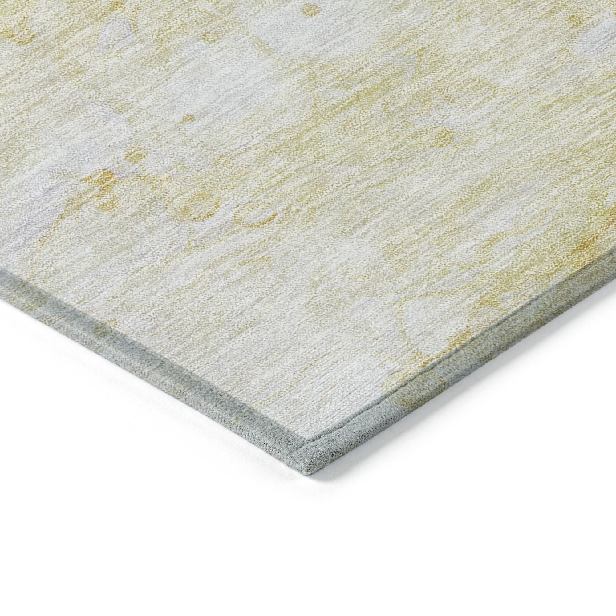 Machine Washable Gold Rug - Indoor / Outdoor - Kids / Pet Friendly Abstract Print Rug