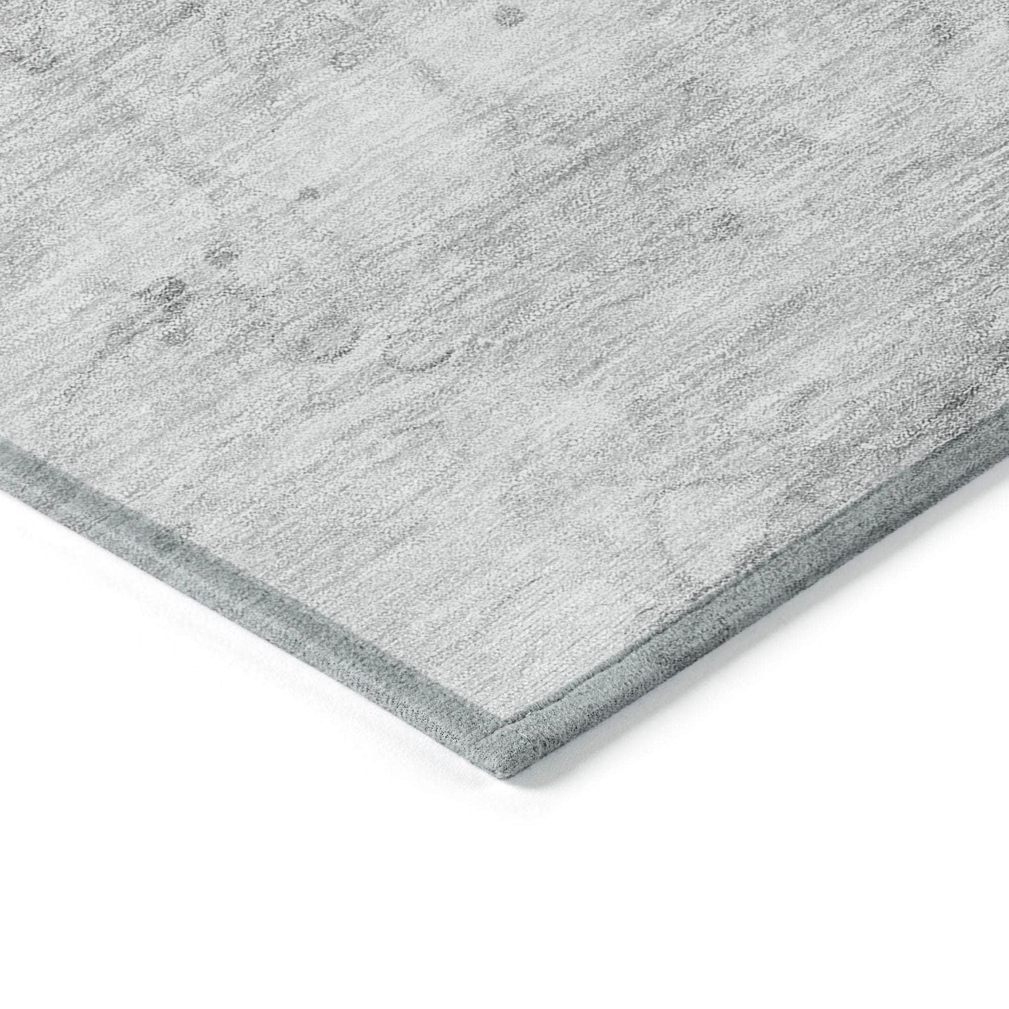 Machine Washable Silver Gray Rug - Indoor / Outdoor - Kids / Pet Friendly Abstract Print Rug