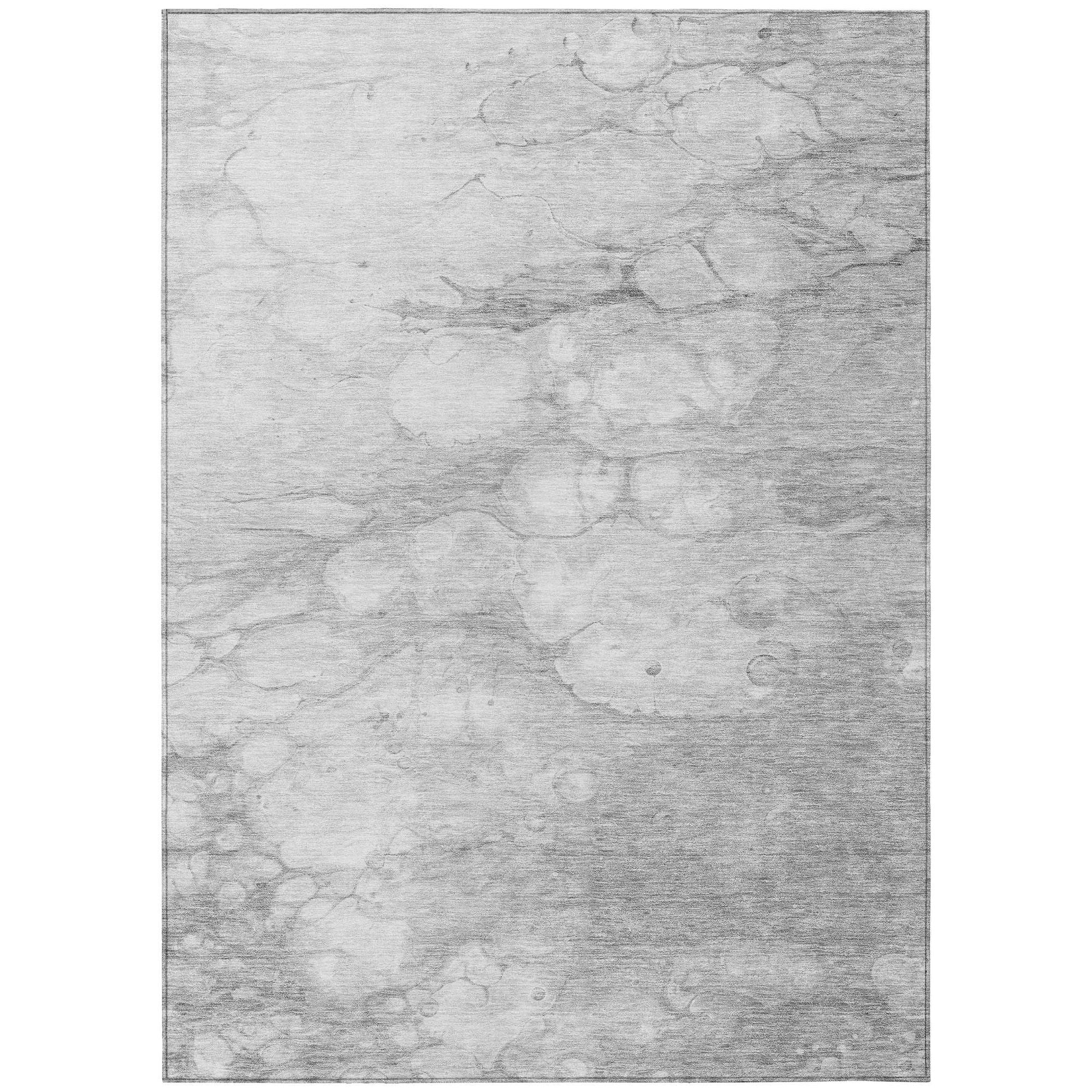 Machine Washable Silver Gray Rug - Indoor / Outdoor - Kids / Pet Friendly Abstract Print Rug