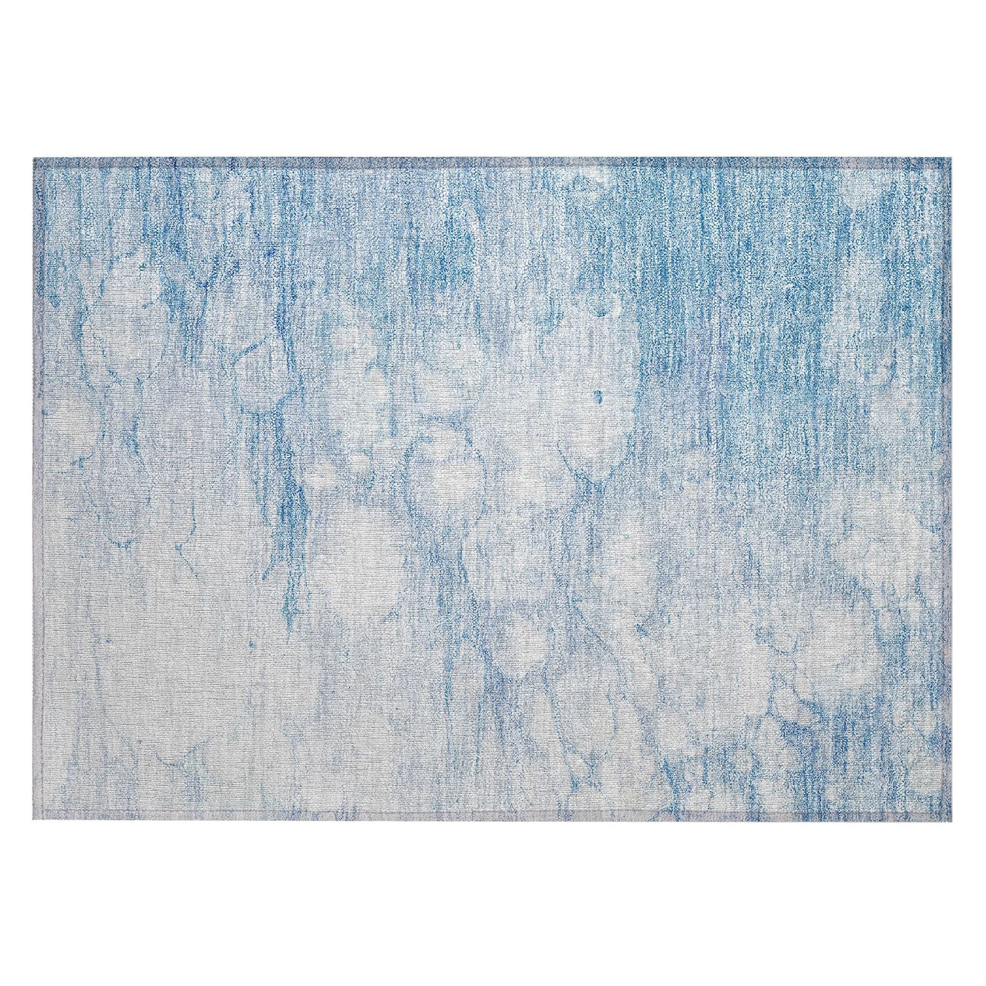 Machine Washable Sky Blue Rug - Indoor / Outdoor - Kids / Pet Friendly Abstract Print Rug