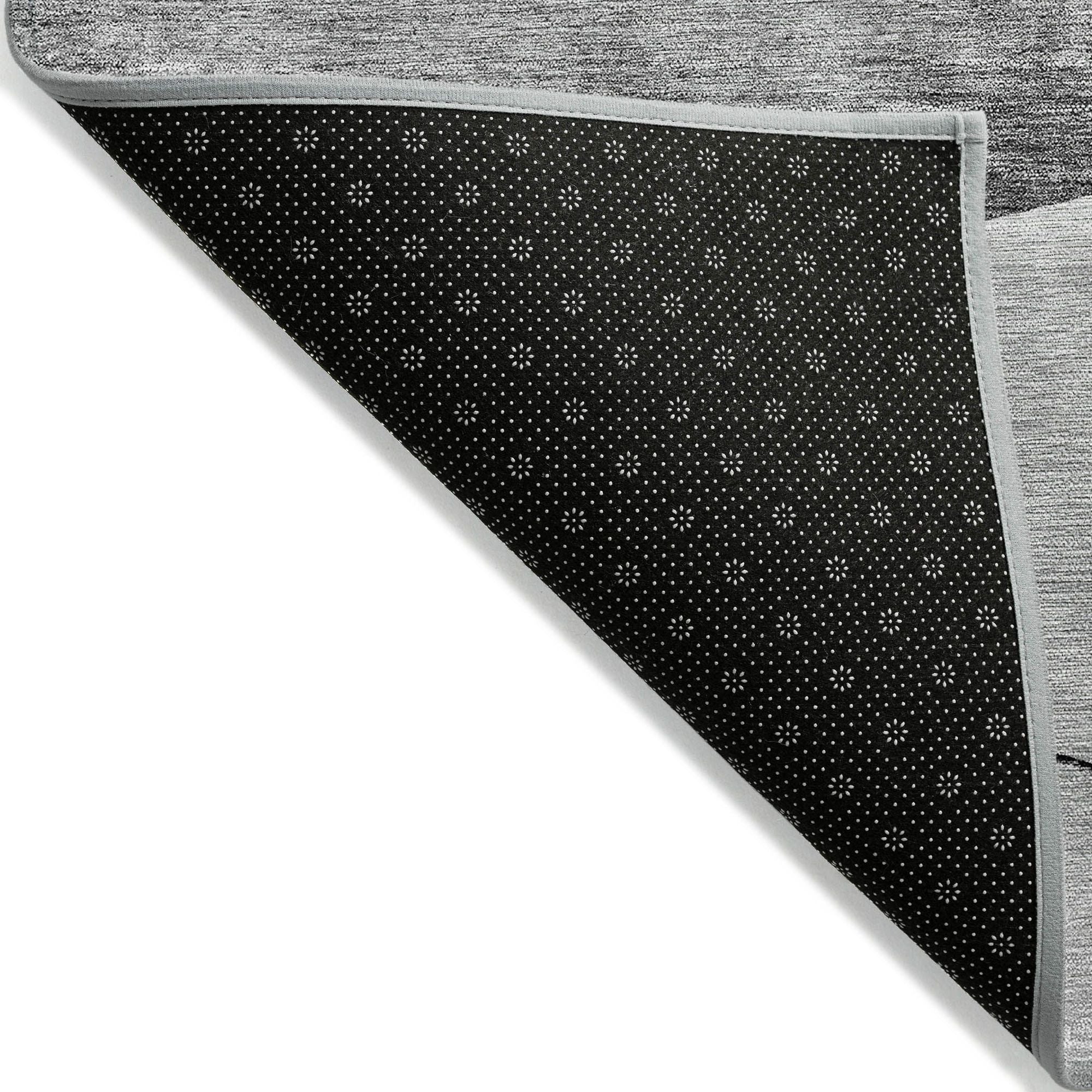 Machine Washable Gray Rug - Indoor / Outdoor - Kids / Pet Friendly Floral Print Rug