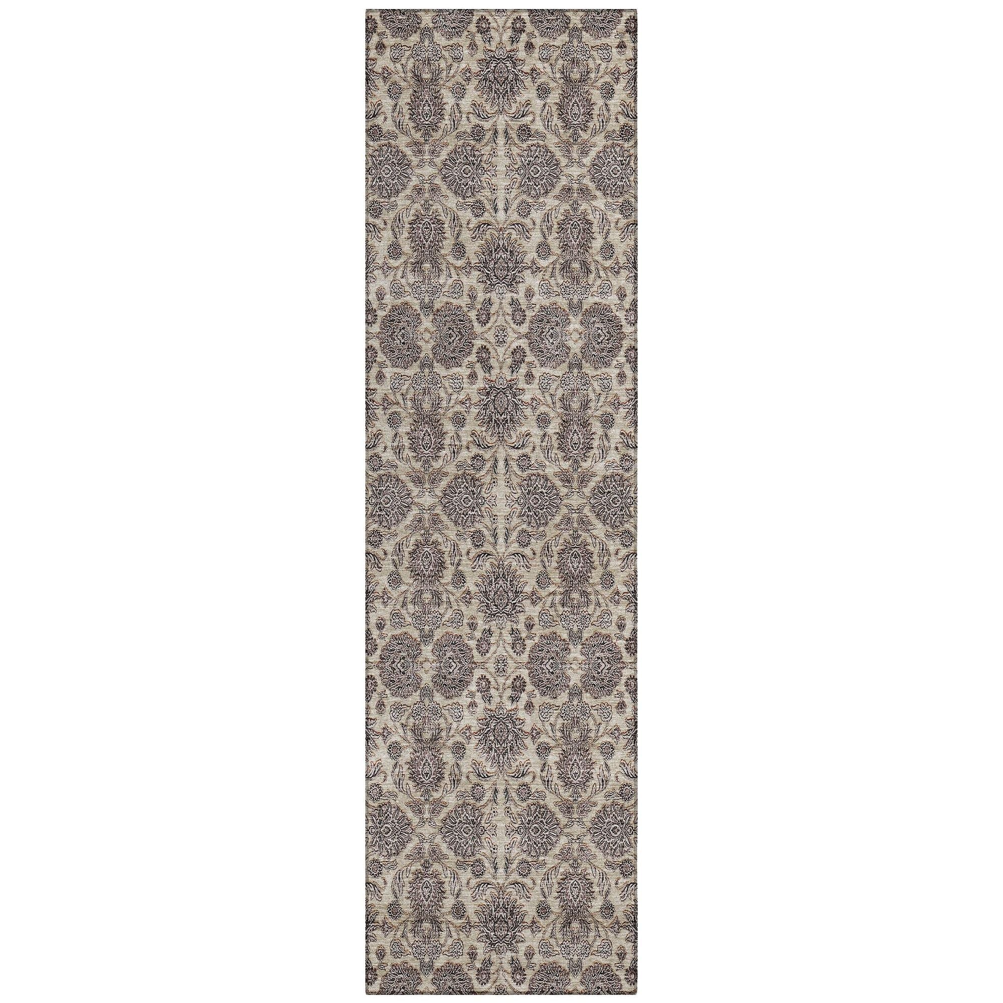 Machine Washable Ivory Rug - Indoor / Outdoor - Kids / Pet Friendly Floral Print Rug
