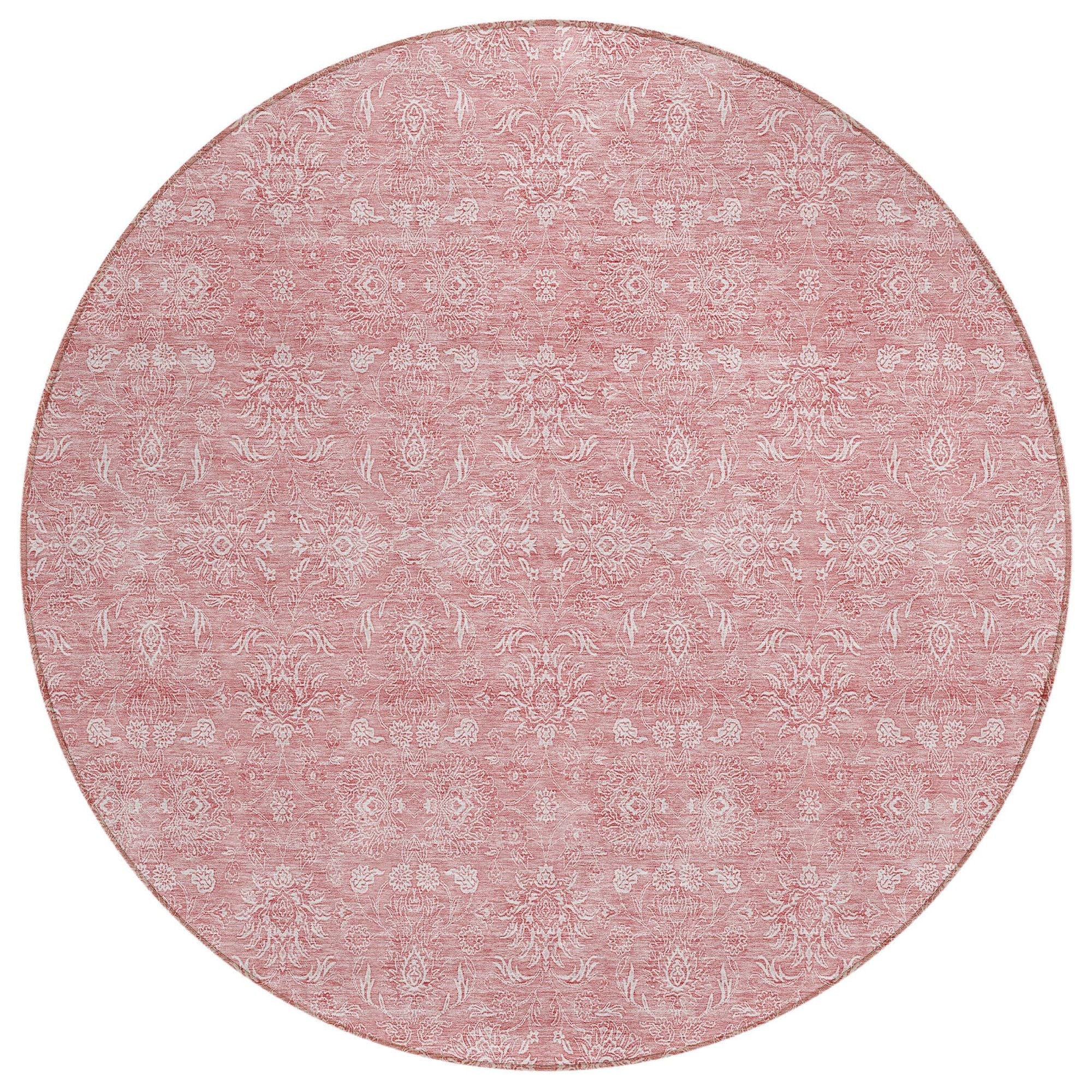 Machine Washable Blush Pink Rug - Indoor / Outdoor - Kids / Pet Friendly Floral Print Rug
