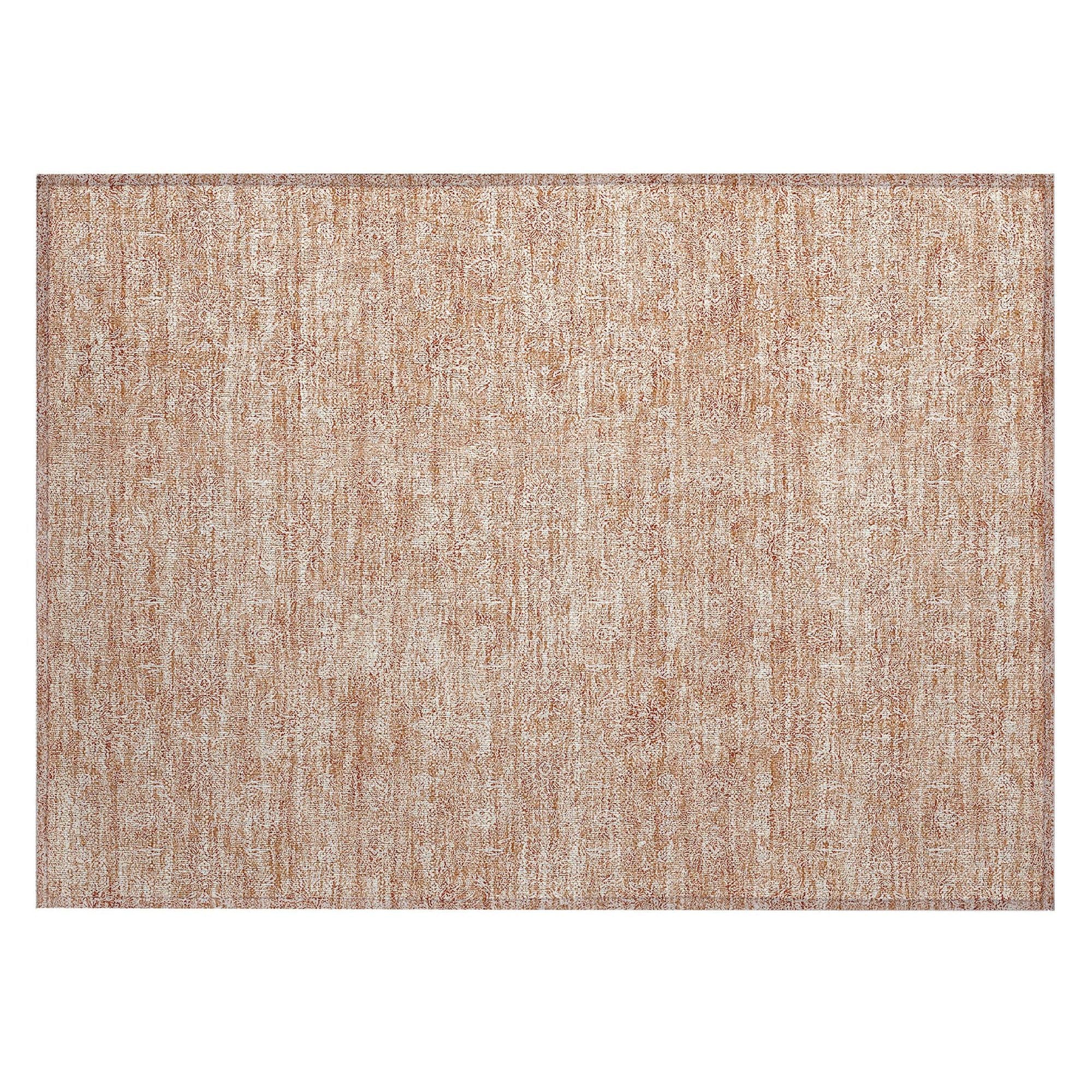 Machine Washable Coral Orange Rug - Indoor / Outdoor - Kids / Pet Friendly Floral Print Rug