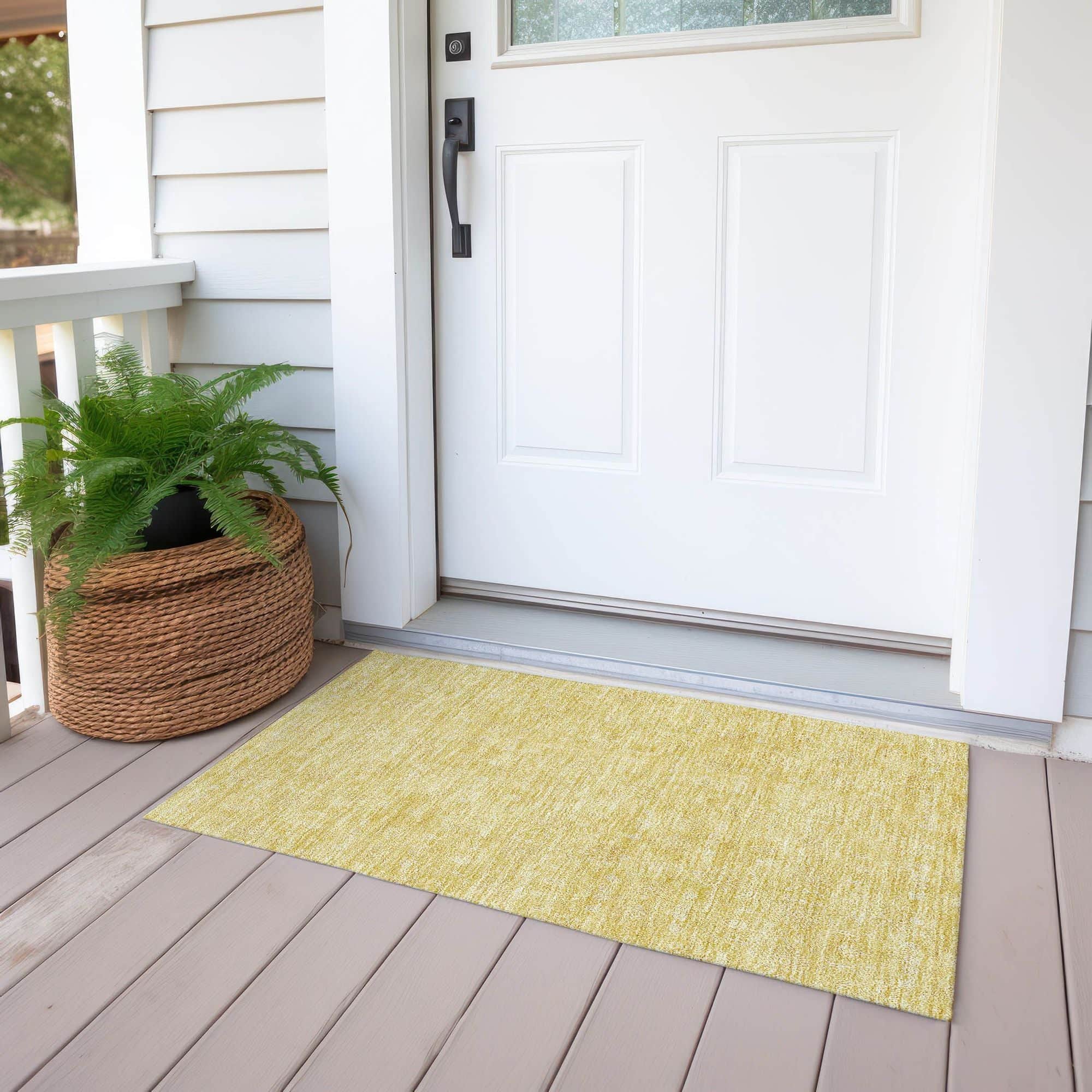 Machine Washable Honey Gold Rug - Indoor / Outdoor - Kids / Pet Friendly Floral Print Rug