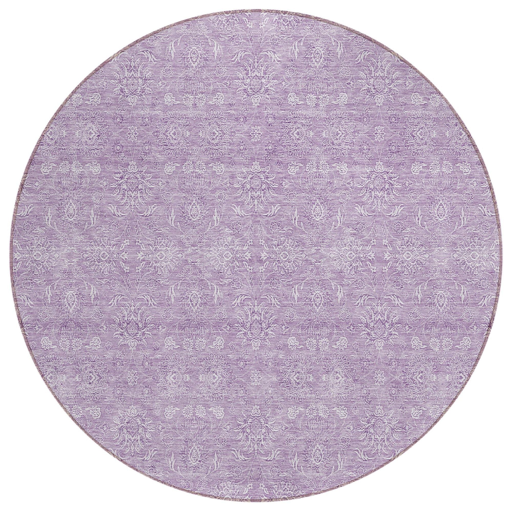 Machine Washable Lavender Purple Rug - Indoor / Outdoor - Kids / Pet Friendly Floral Print Rug