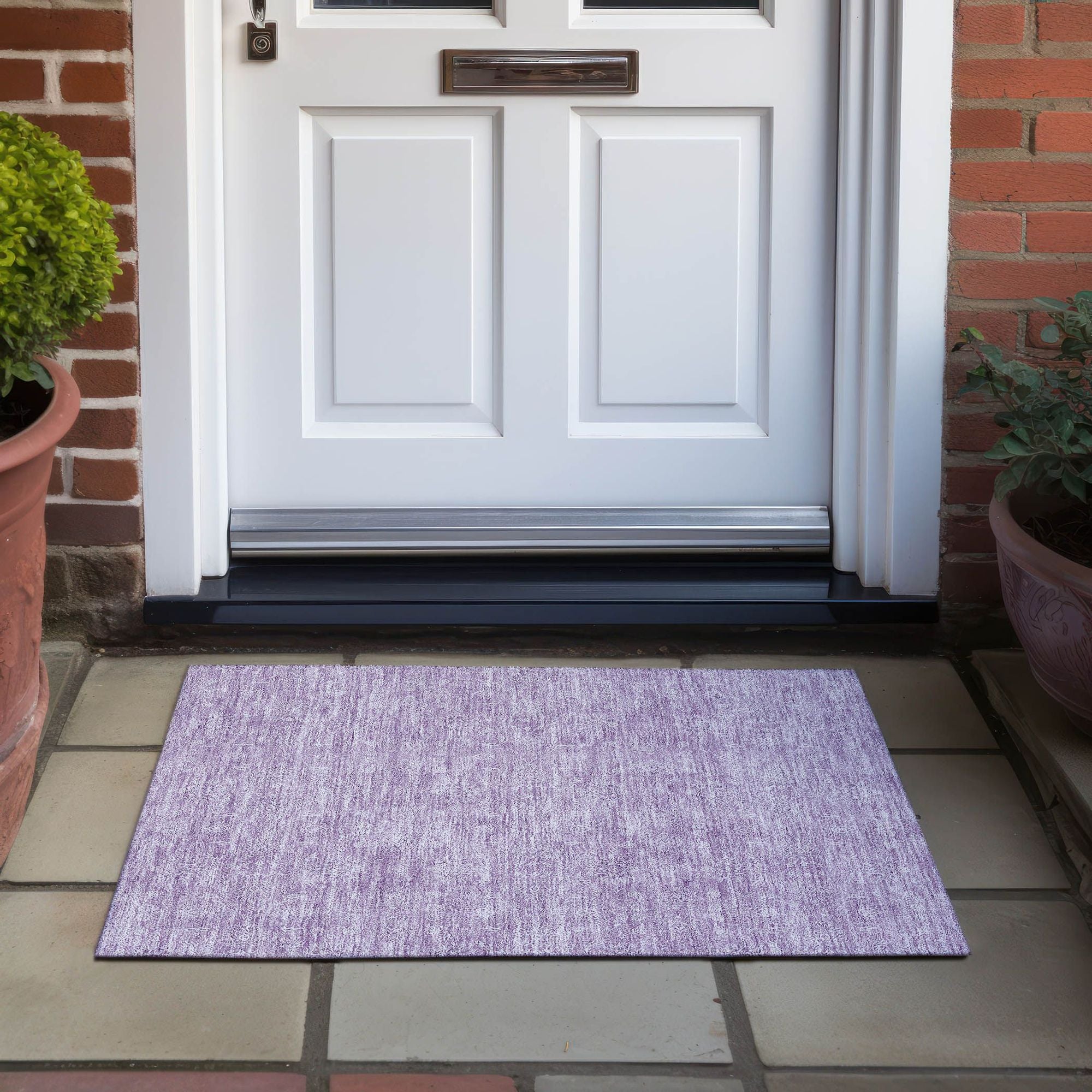 Machine Washable Lavender Purple Rug - Indoor / Outdoor - Kids / Pet Friendly Floral Print Rug