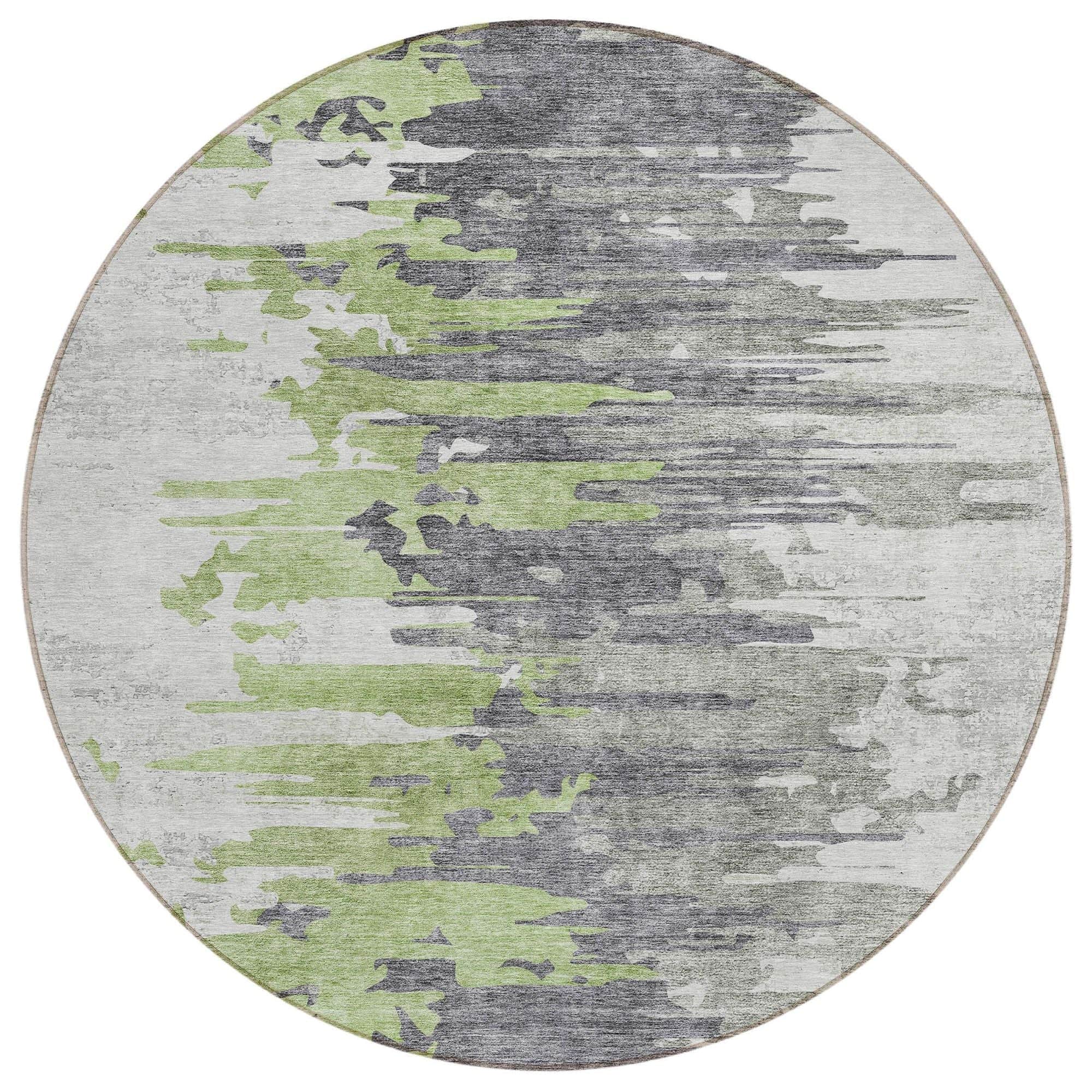 Machine Washable Green Rug - Indoor / Outdoor - Kids / Pet Friendly Modern Print Rug