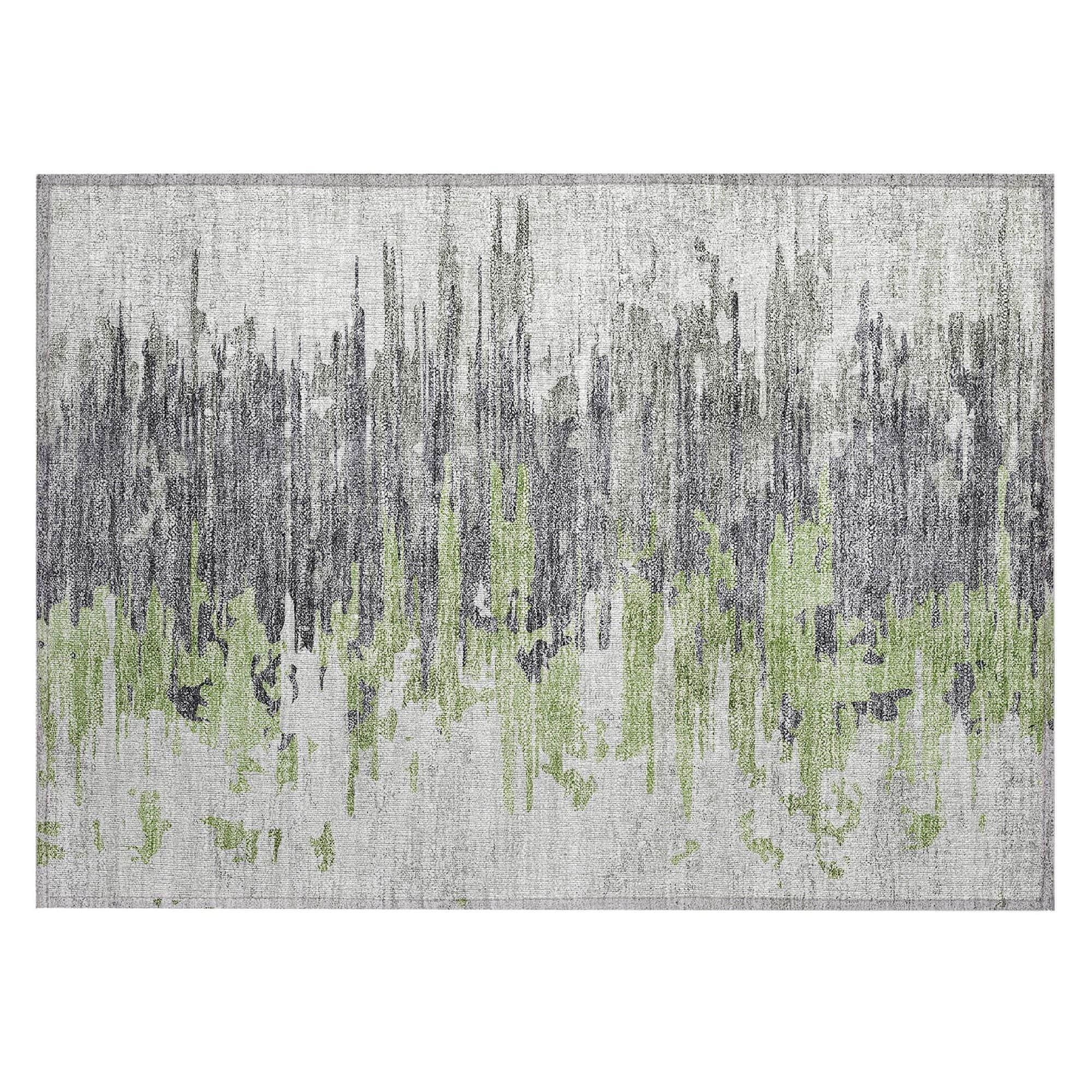 Machine Washable Green Rug - Indoor / Outdoor - Kids / Pet Friendly Modern Print Rug