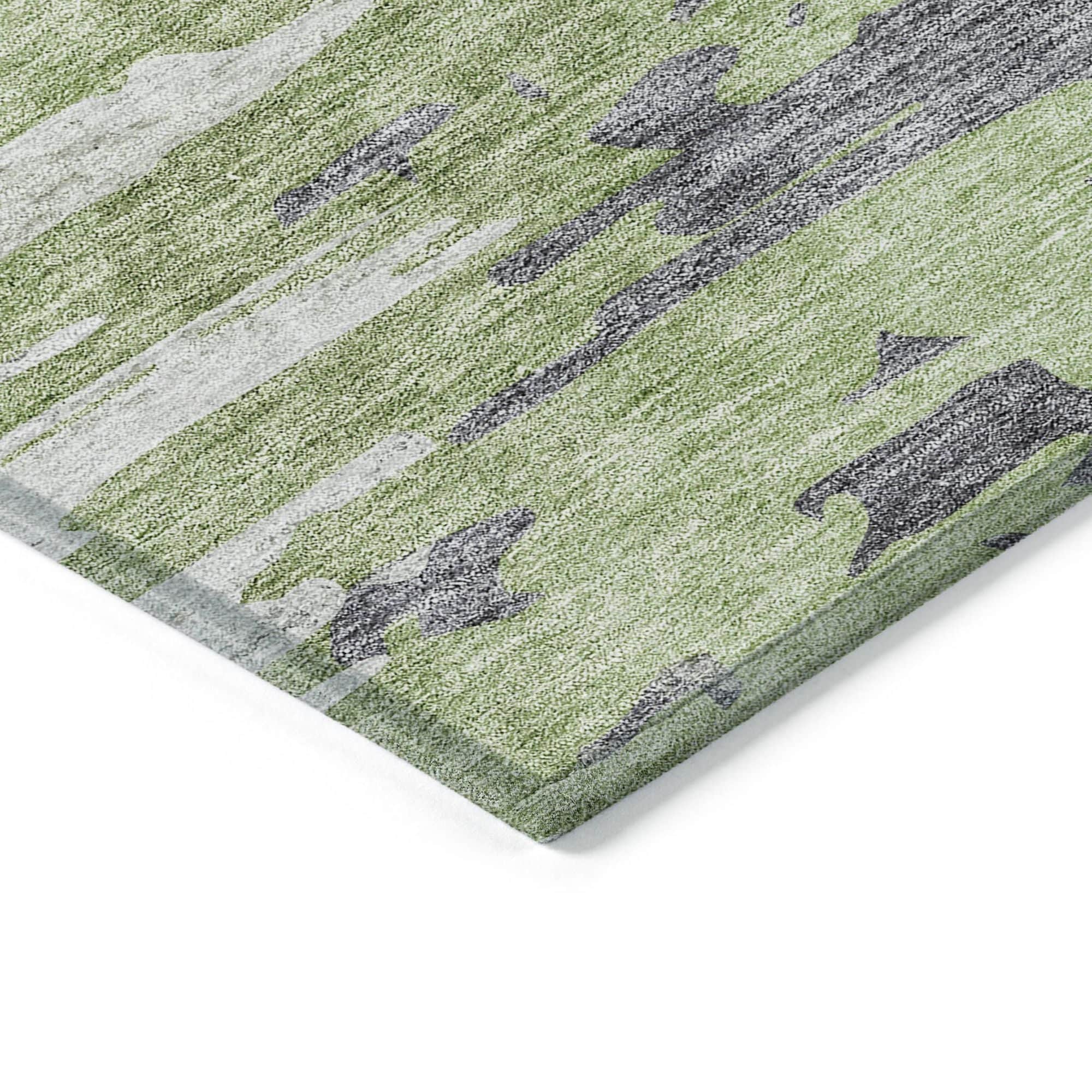 Machine Washable Green Rug - Indoor / Outdoor - Kids / Pet Friendly Modern Print Rug