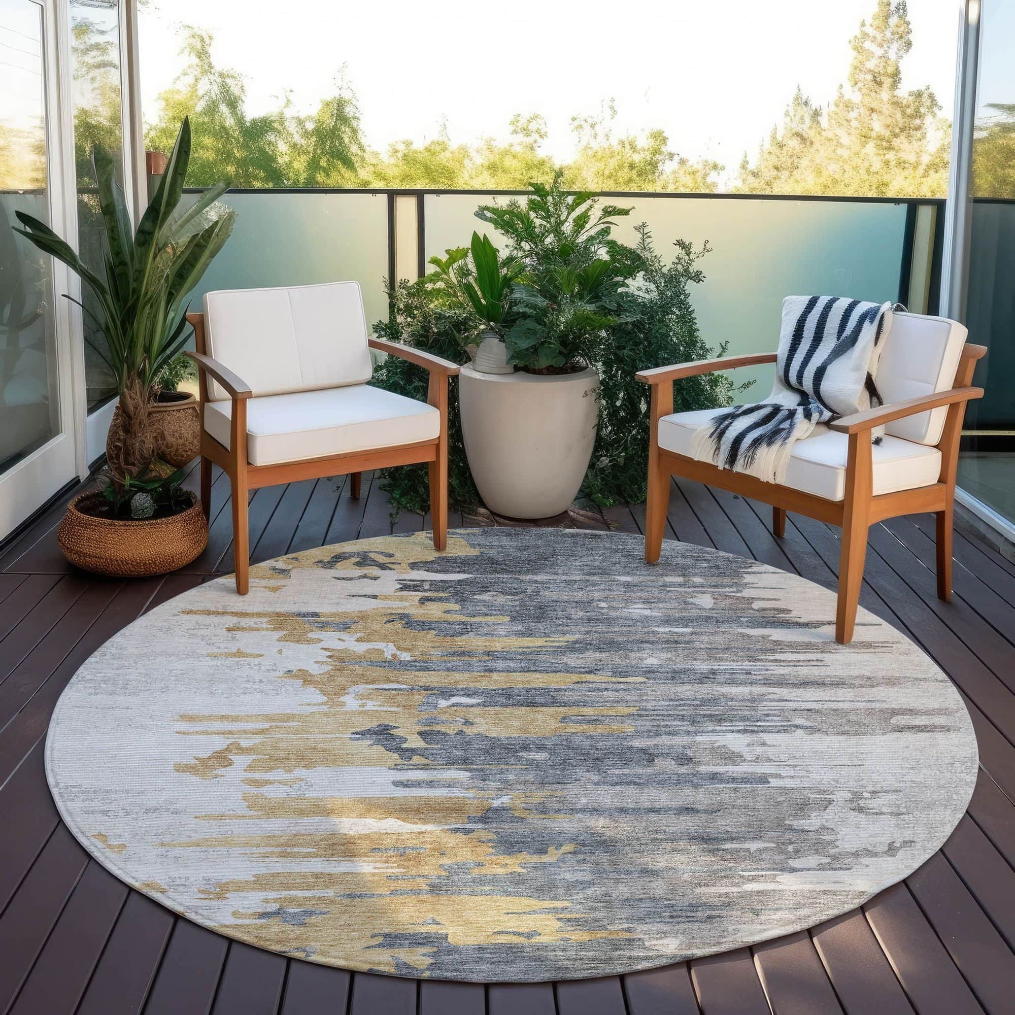 Machine Washable Ivory Rug - Indoor / Outdoor - Kids / Pet Friendly Modern Print Rug