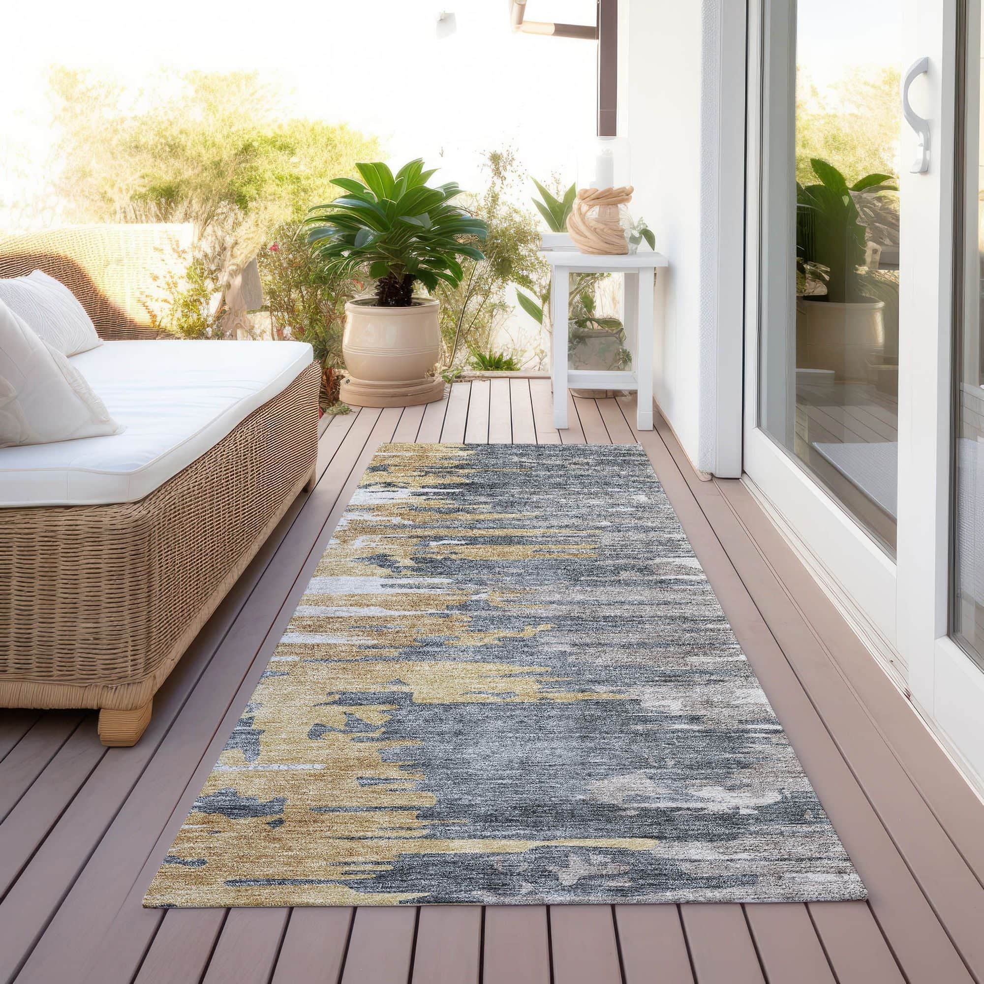 Machine Washable Ivory Rug - Indoor / Outdoor - Kids / Pet Friendly Modern Print Rug