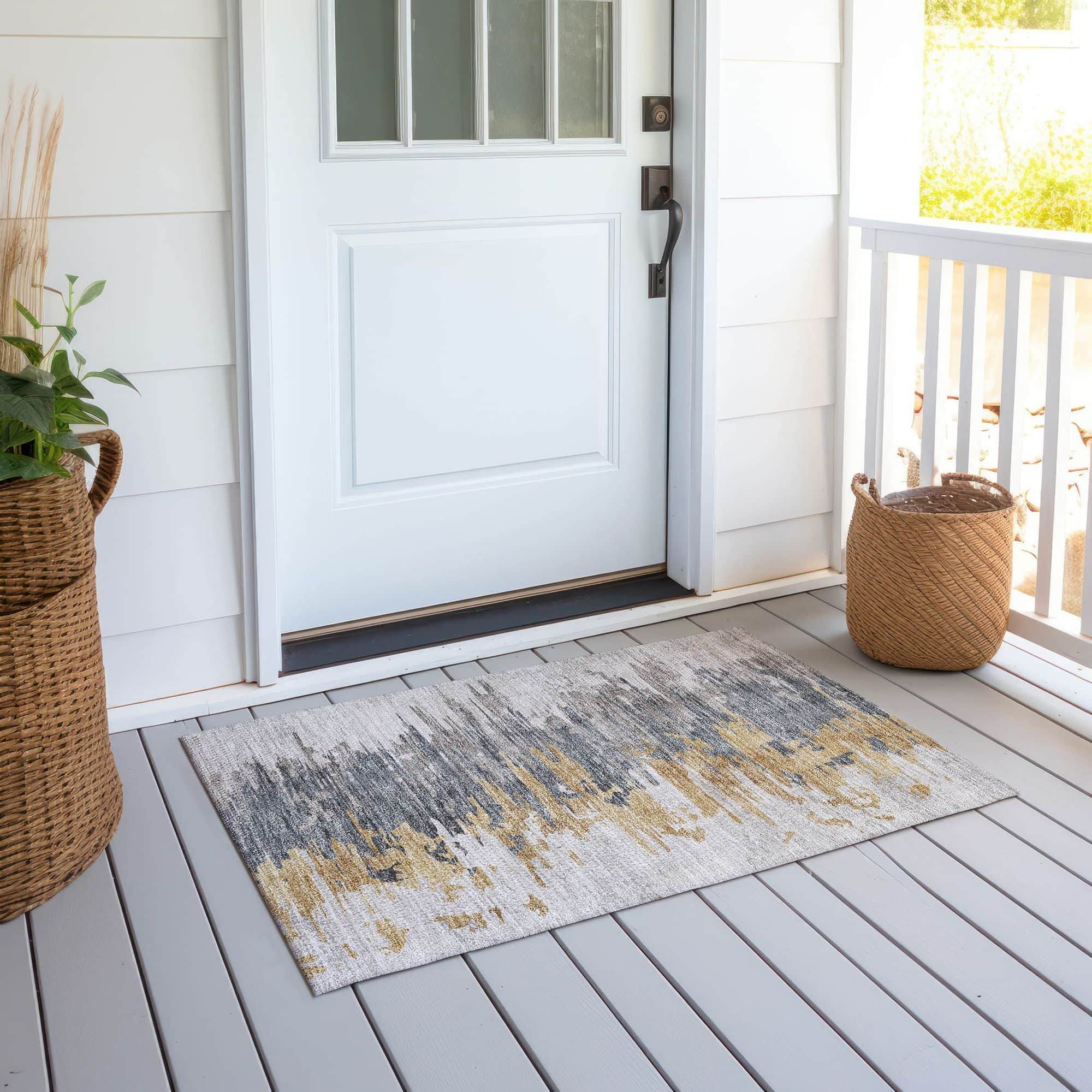 Machine Washable Ivory Rug - Indoor / Outdoor - Kids / Pet Friendly Modern Print Rug